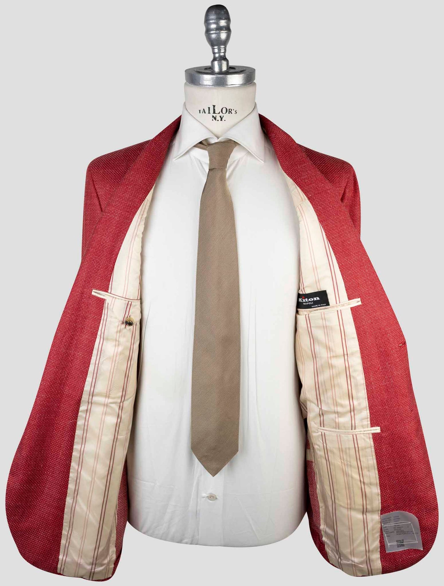 Kiton Red Cashmere Linen Silk Blazer
