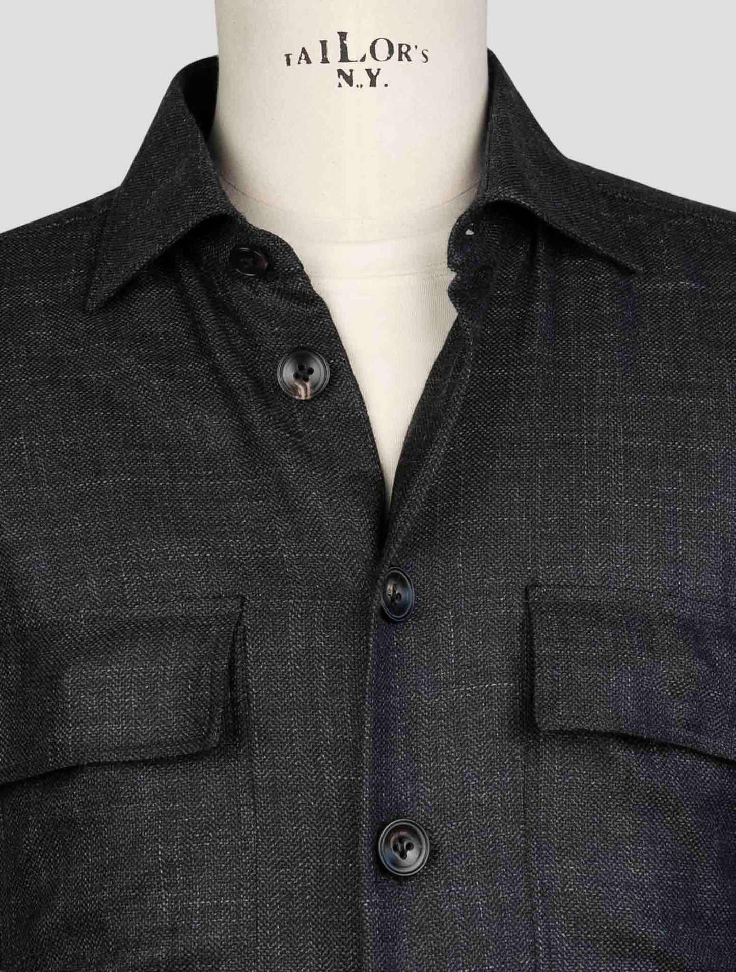 kiton Dark Gray Cashmere Linen Silk Shirt