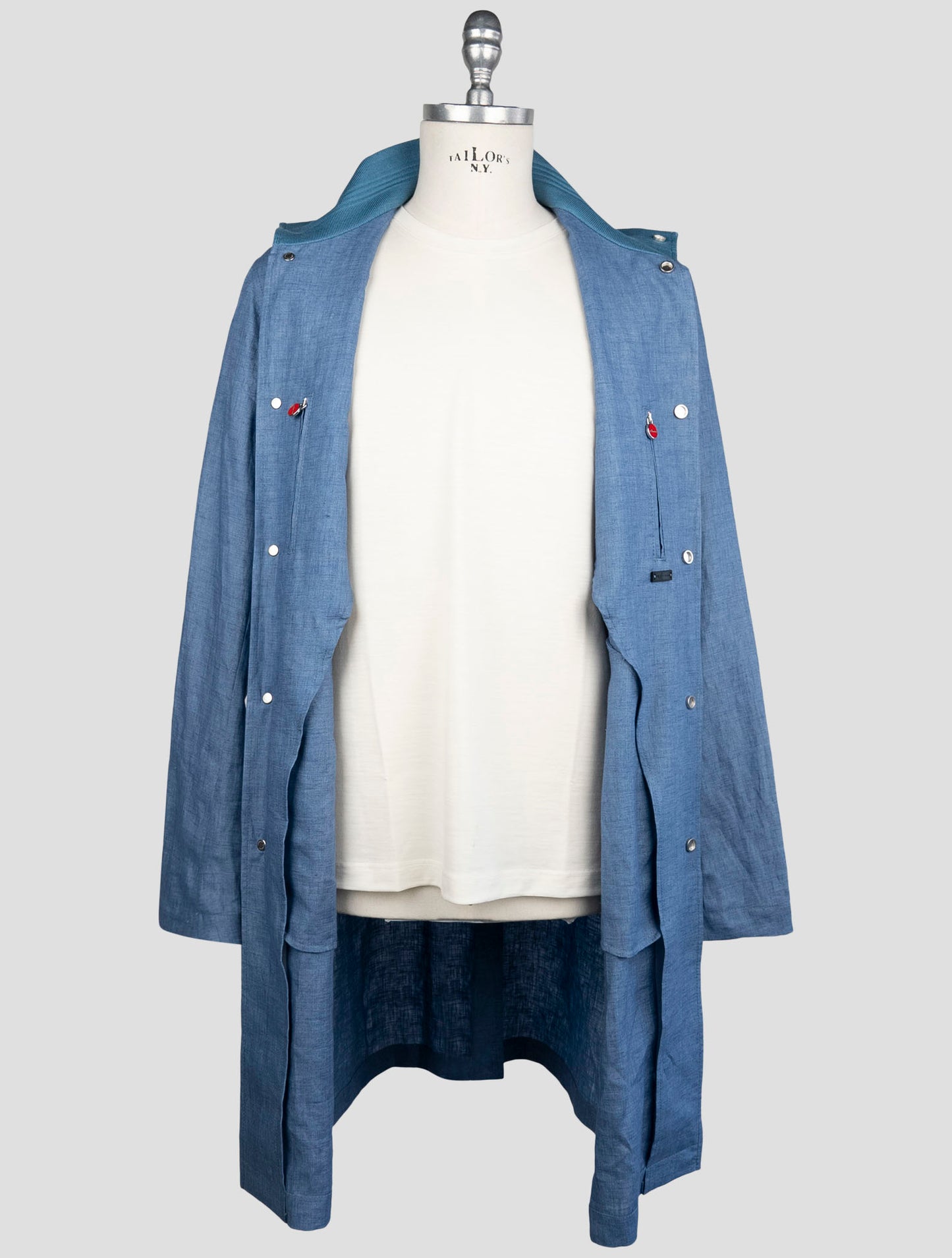 Kiton Blue Linen Overcoat