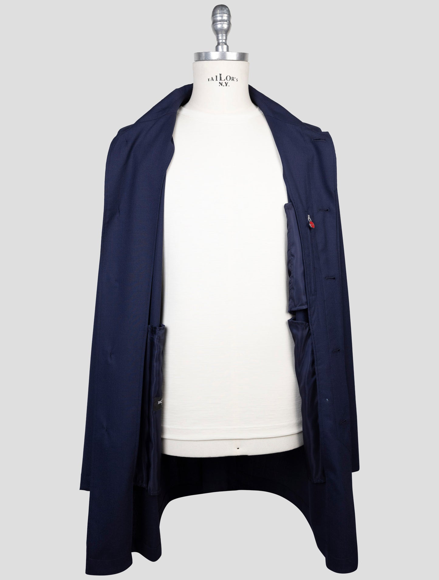 Kiton Blue Virgin Wool Pa Ea Overcoat