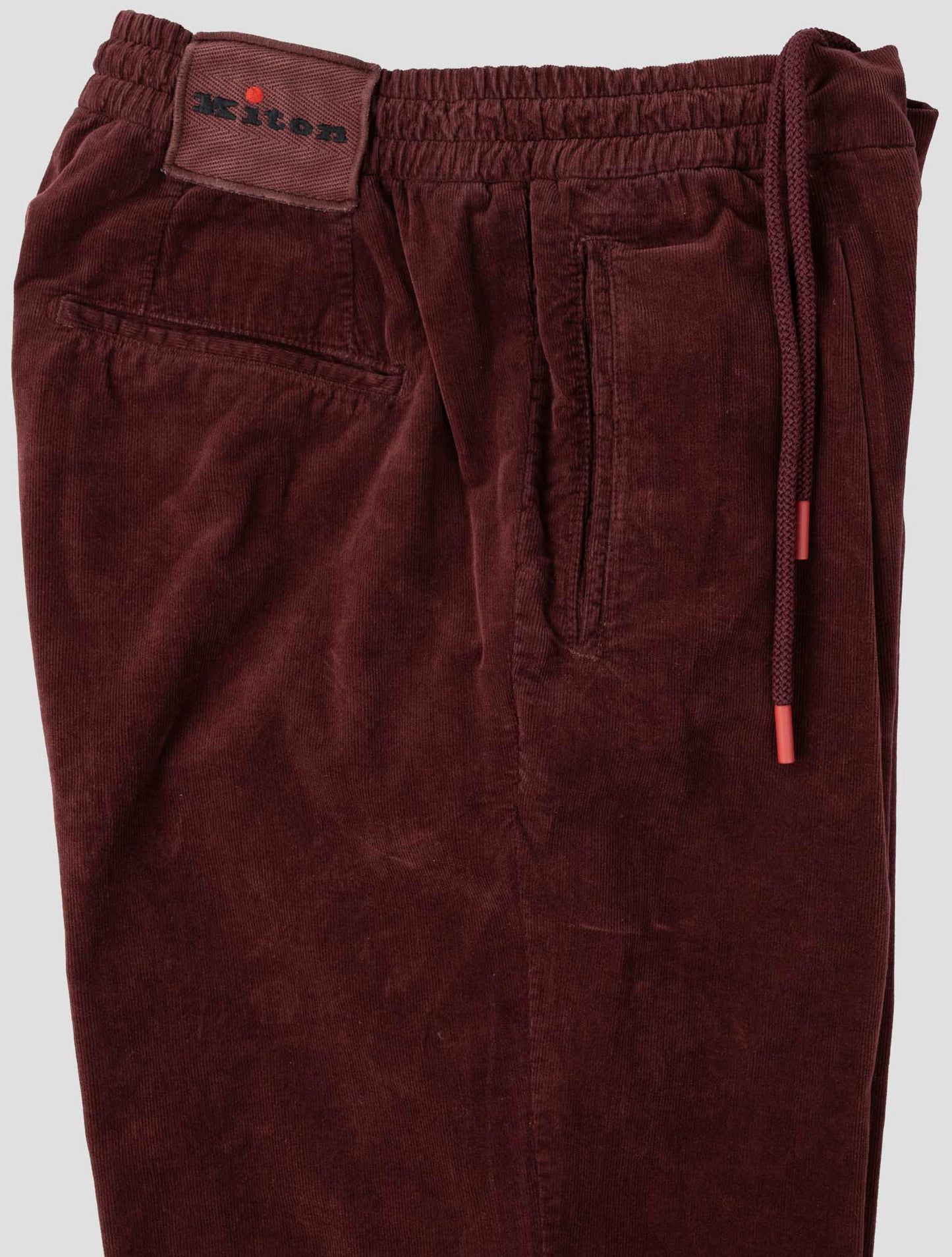 Kiton Burgundy Cotton Silk Velvet Pants