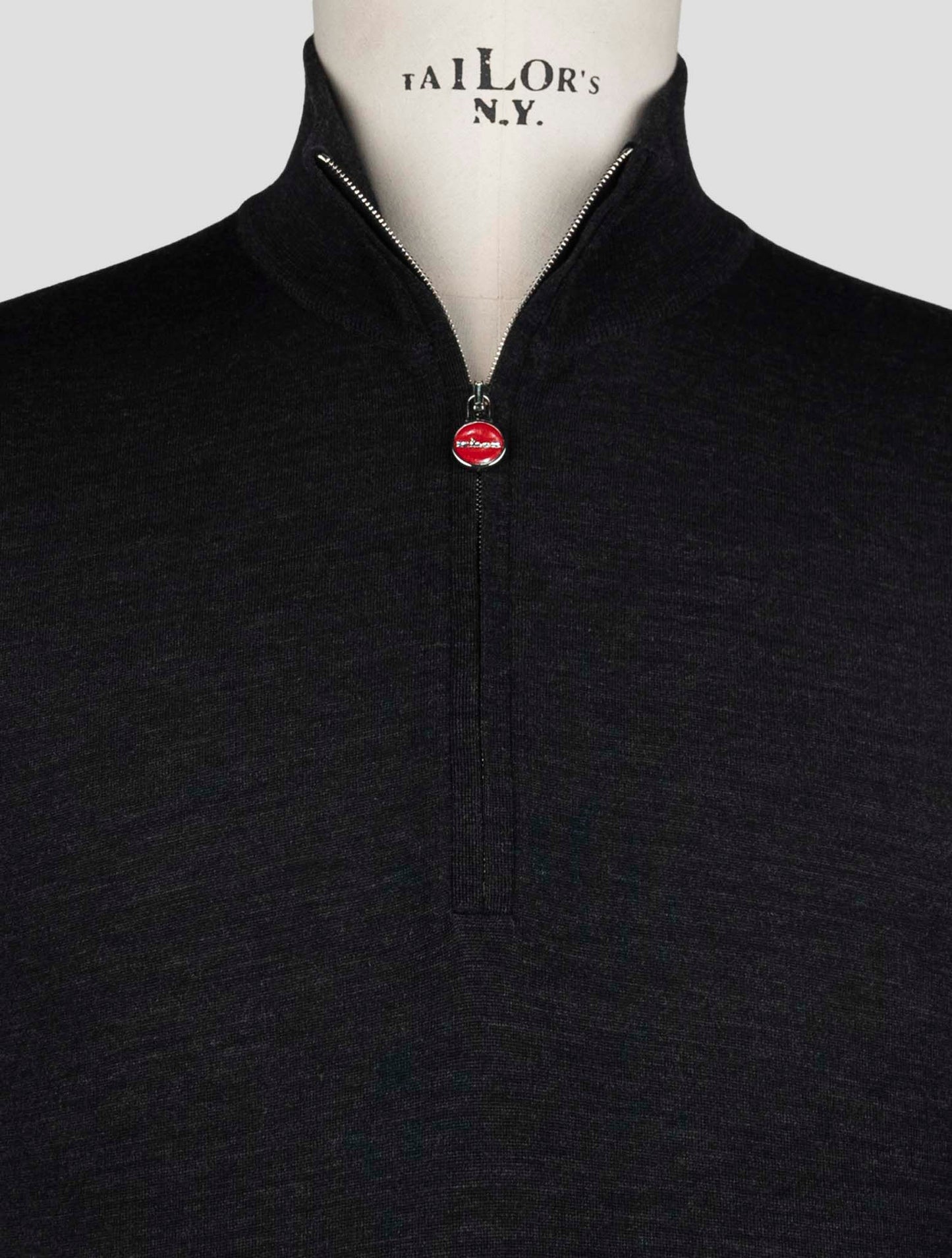 Kiton Dark Gray Wool Sweater Half Zip
