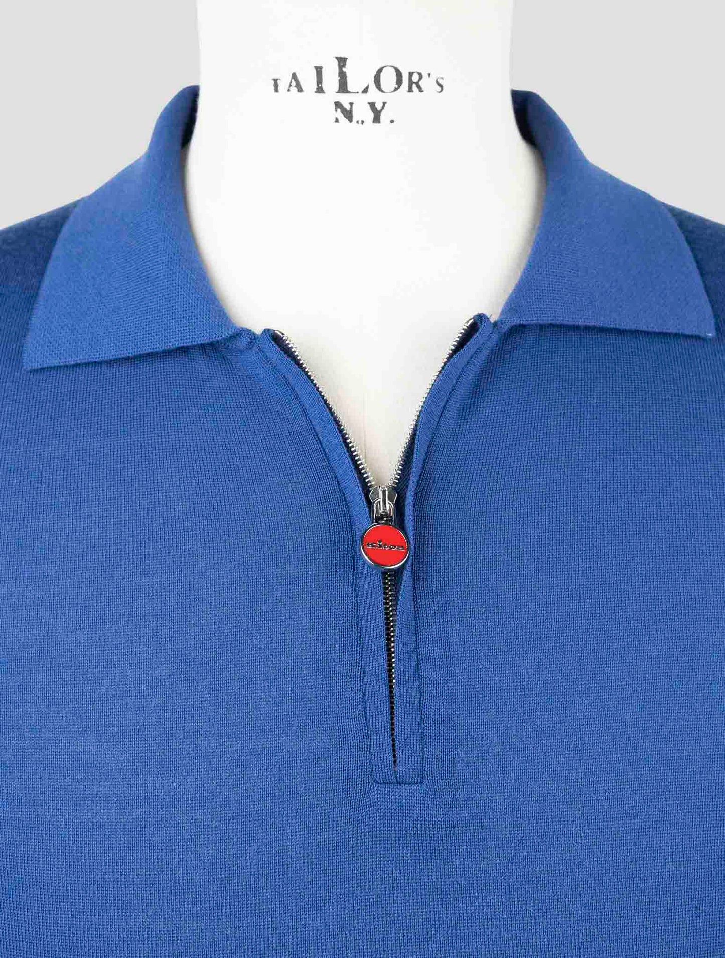 Kiton Blue Wool Sweater Polo