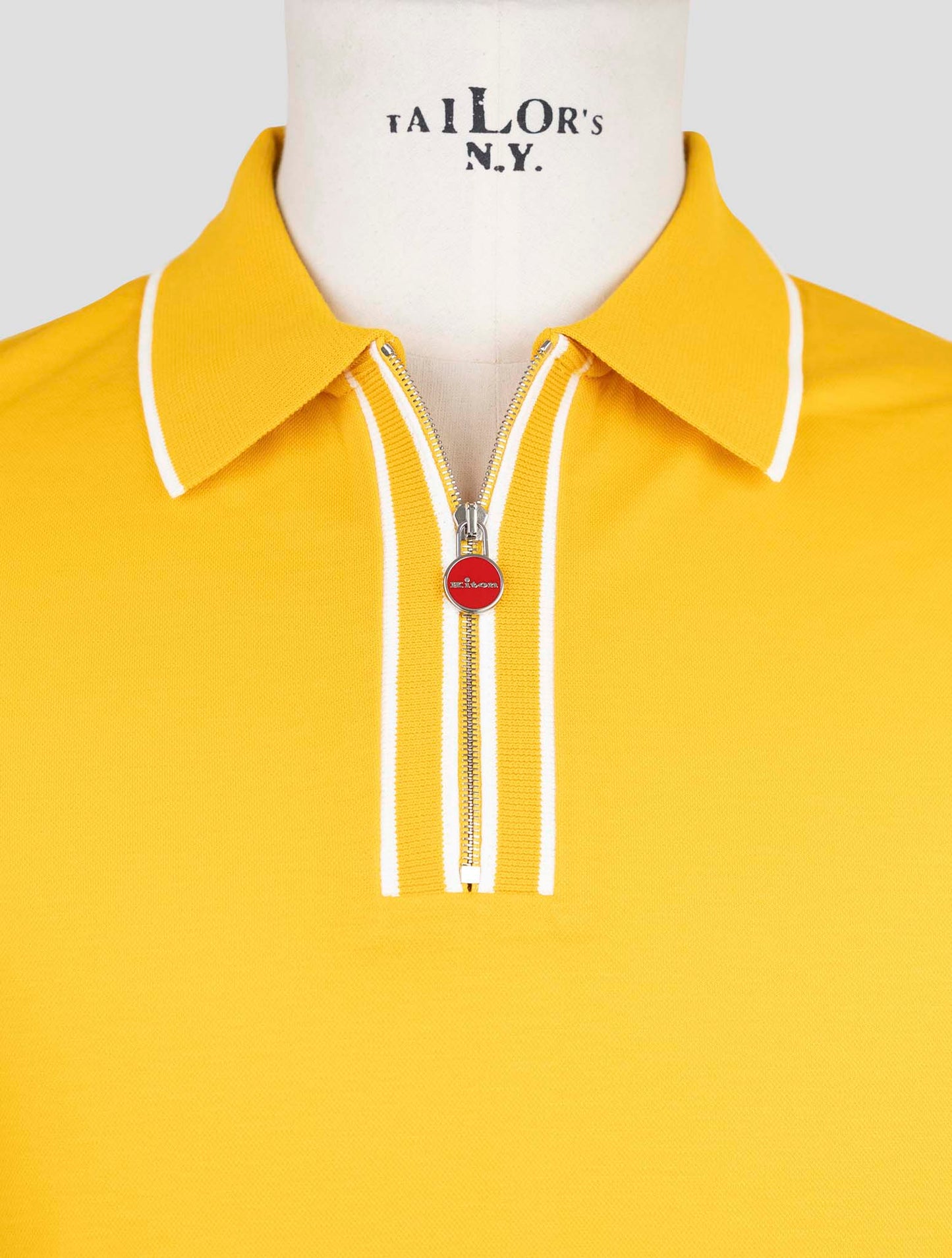 Kiton Yellow Cotton Polo Half Zip