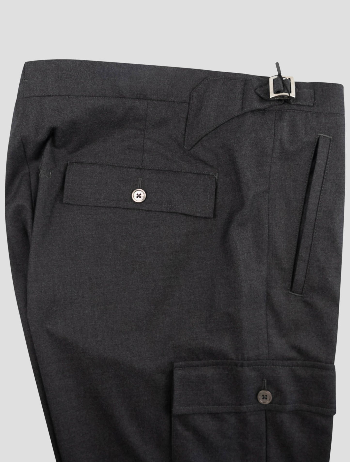Kiton Gray Virgin Wool Cargo Pants