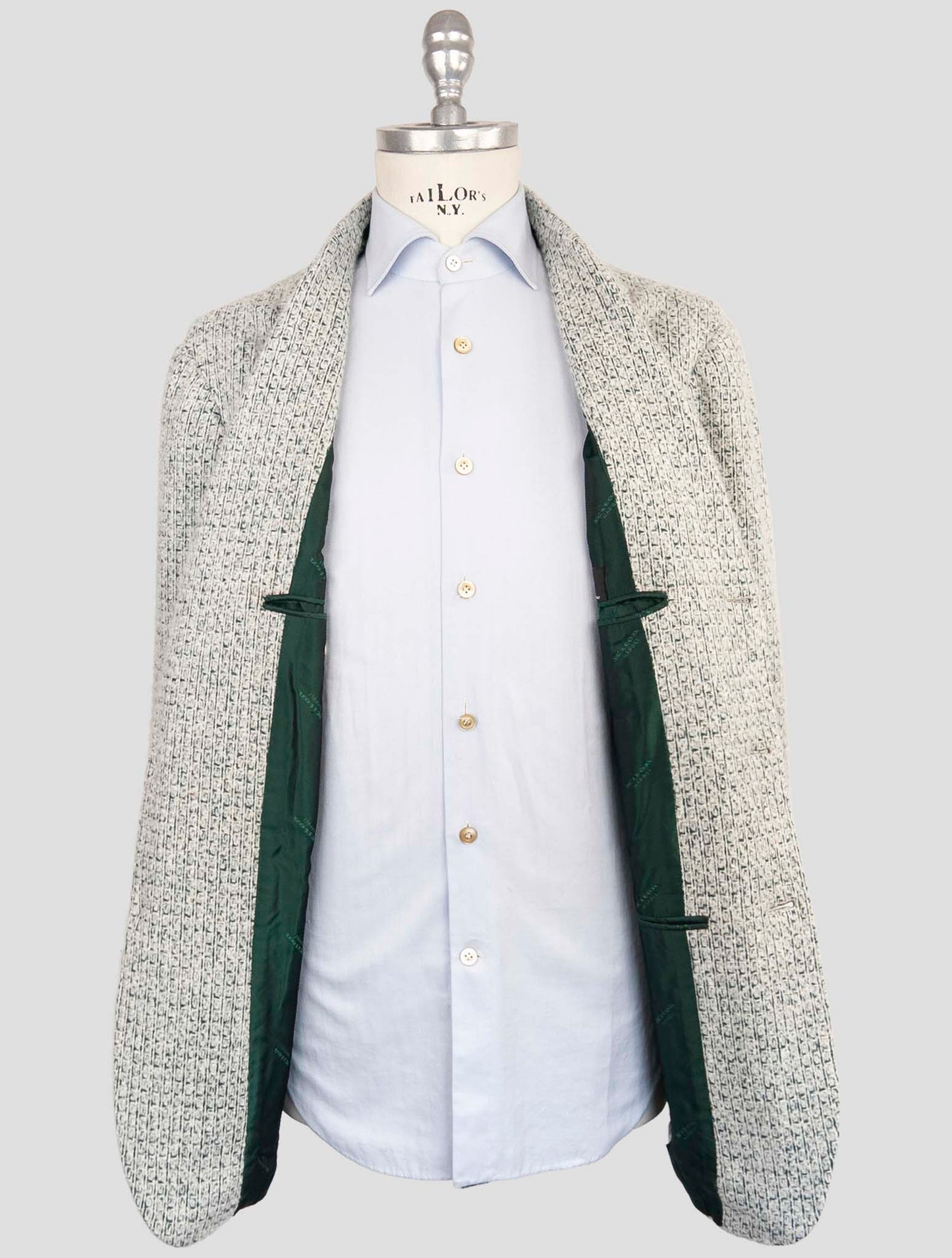 Kiton White Green Cashmere Silk Blazer