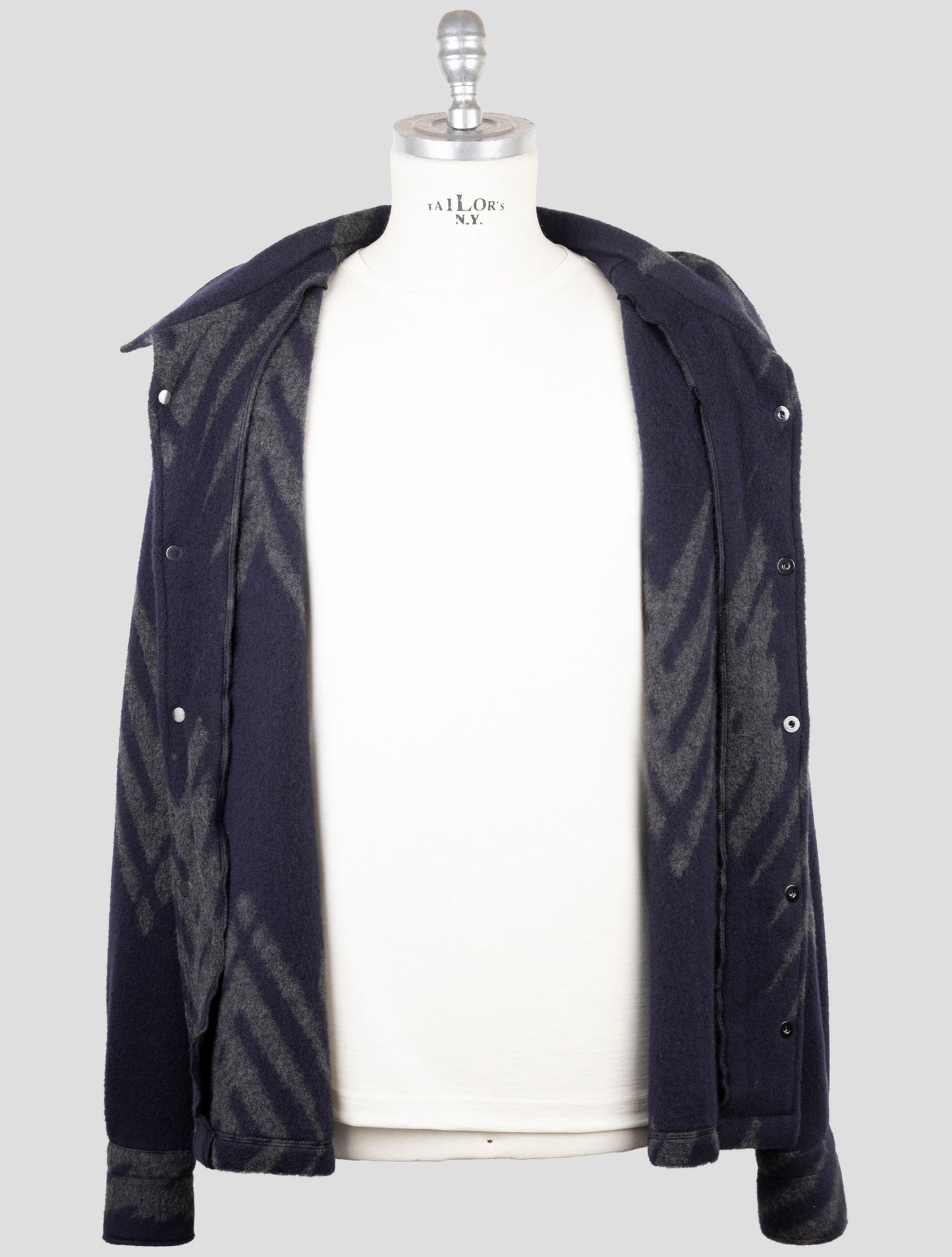 Kiton Knt Blue Gray Cashmere Pa Coat