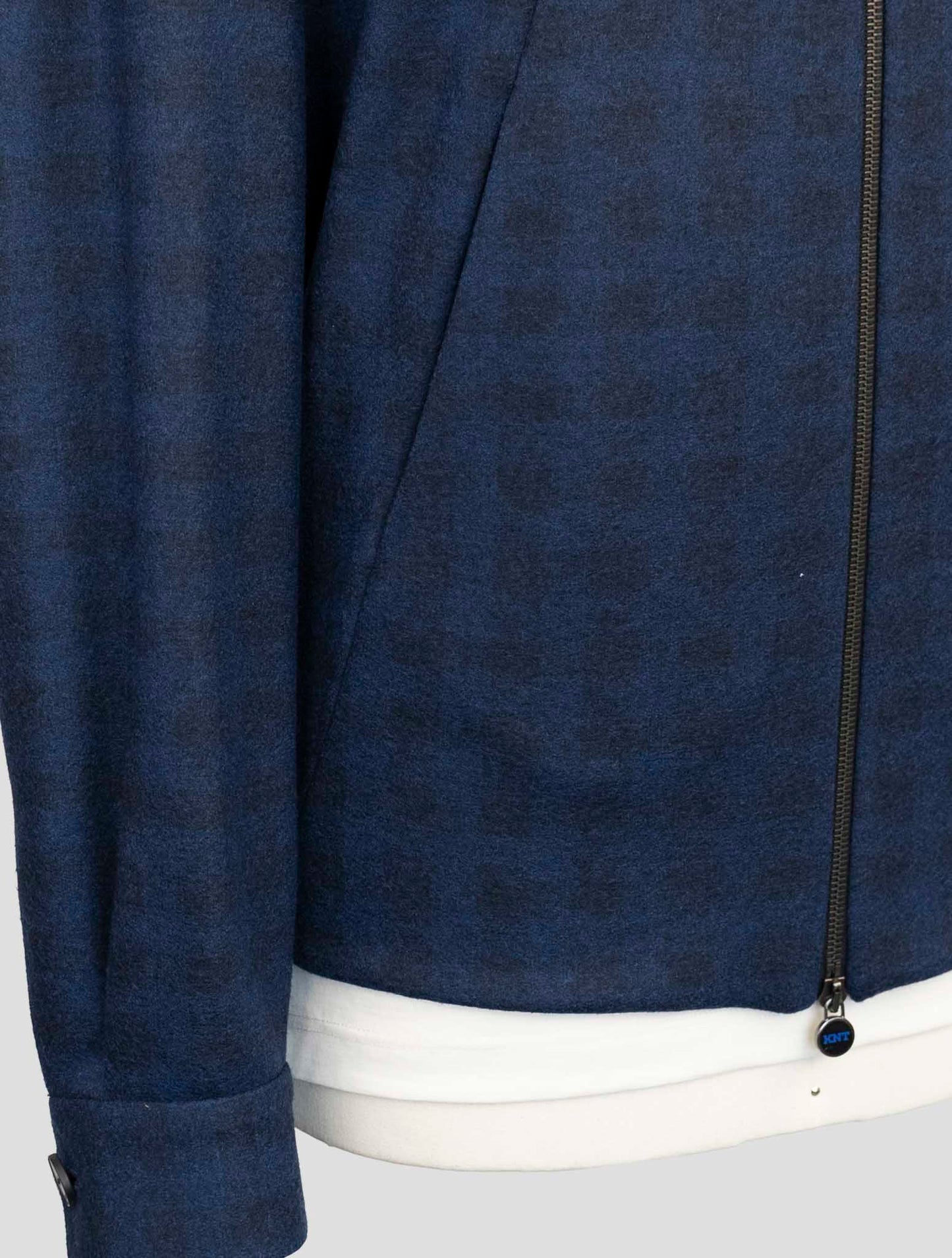 Kiton Knt Blue Fleece Wool Coat