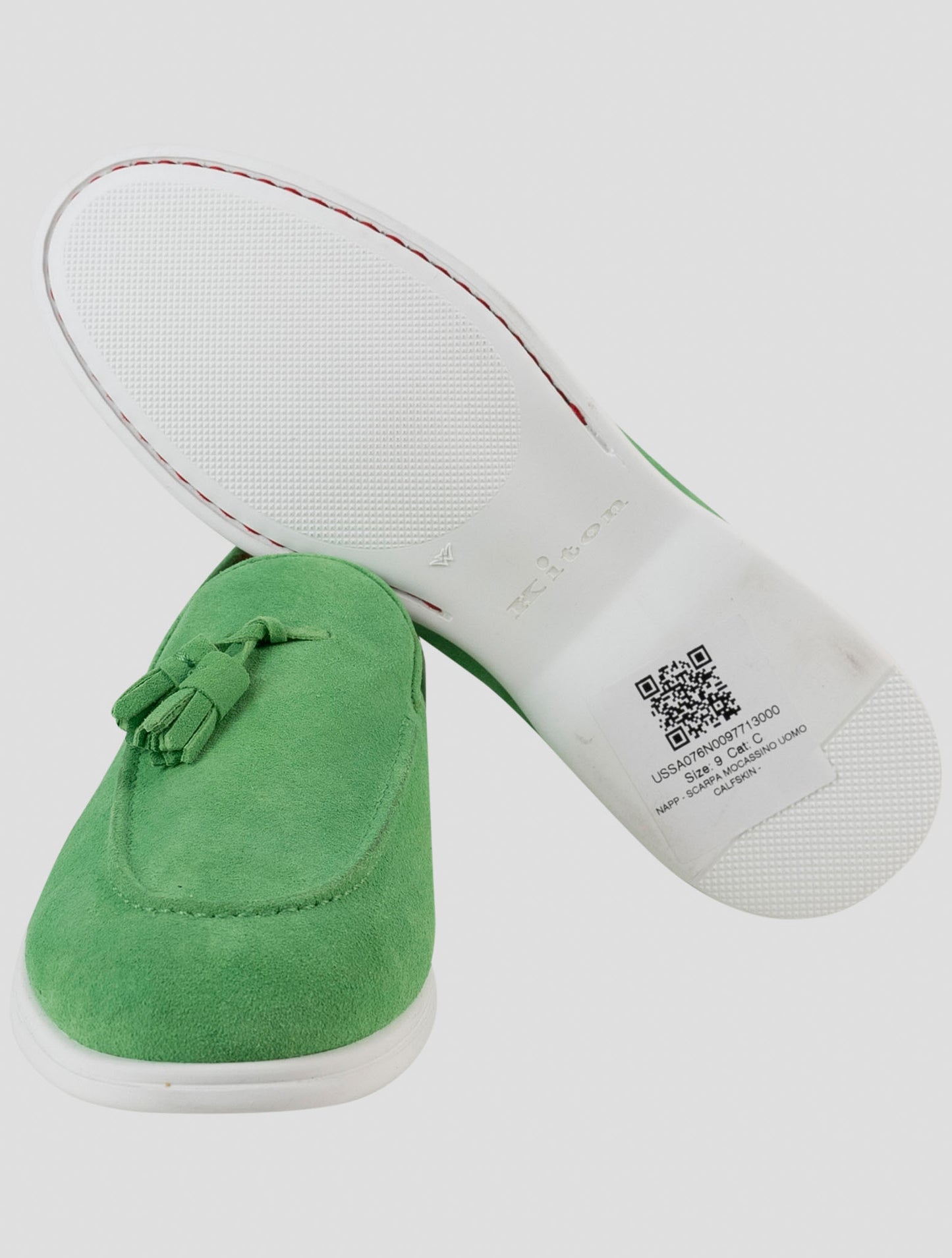 Kiton Green Leather Suede Loafers