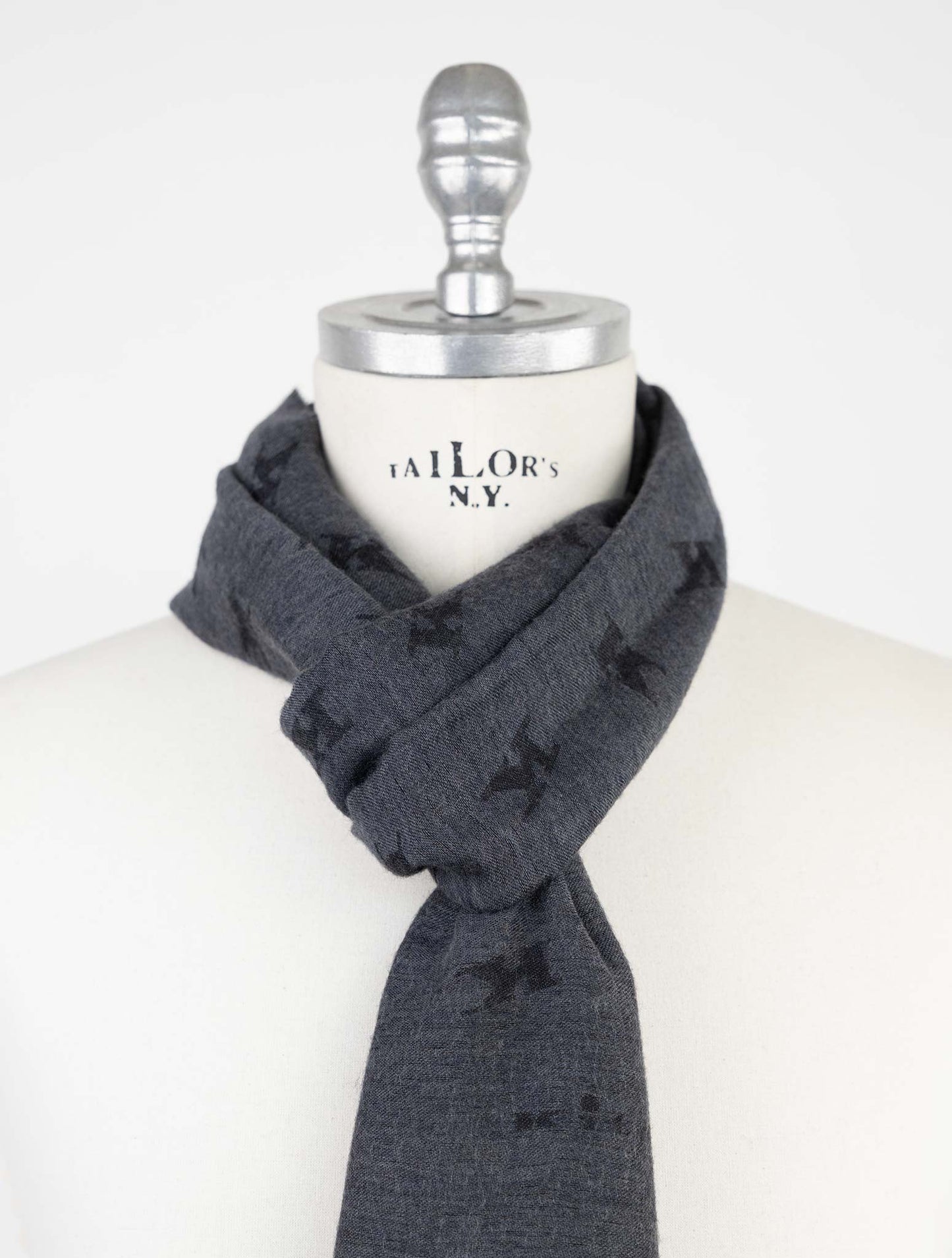 Kiton Gray Wool Silk Scarf