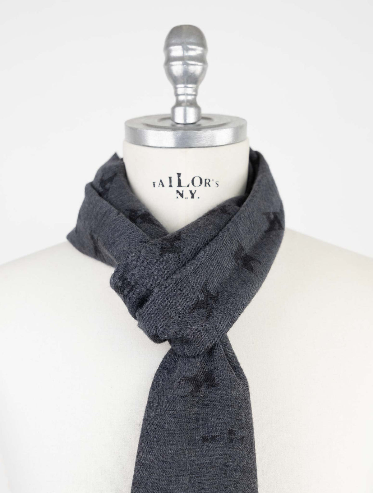 Kiton Gray Wool Silk Scarf