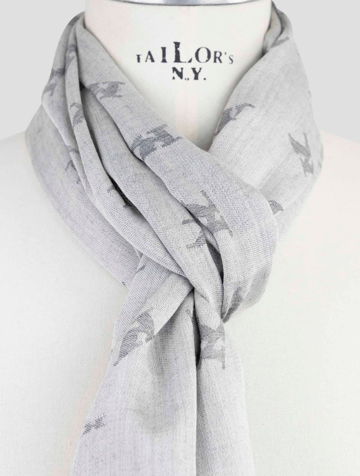 Kiton Gray Wool Silk Scarf