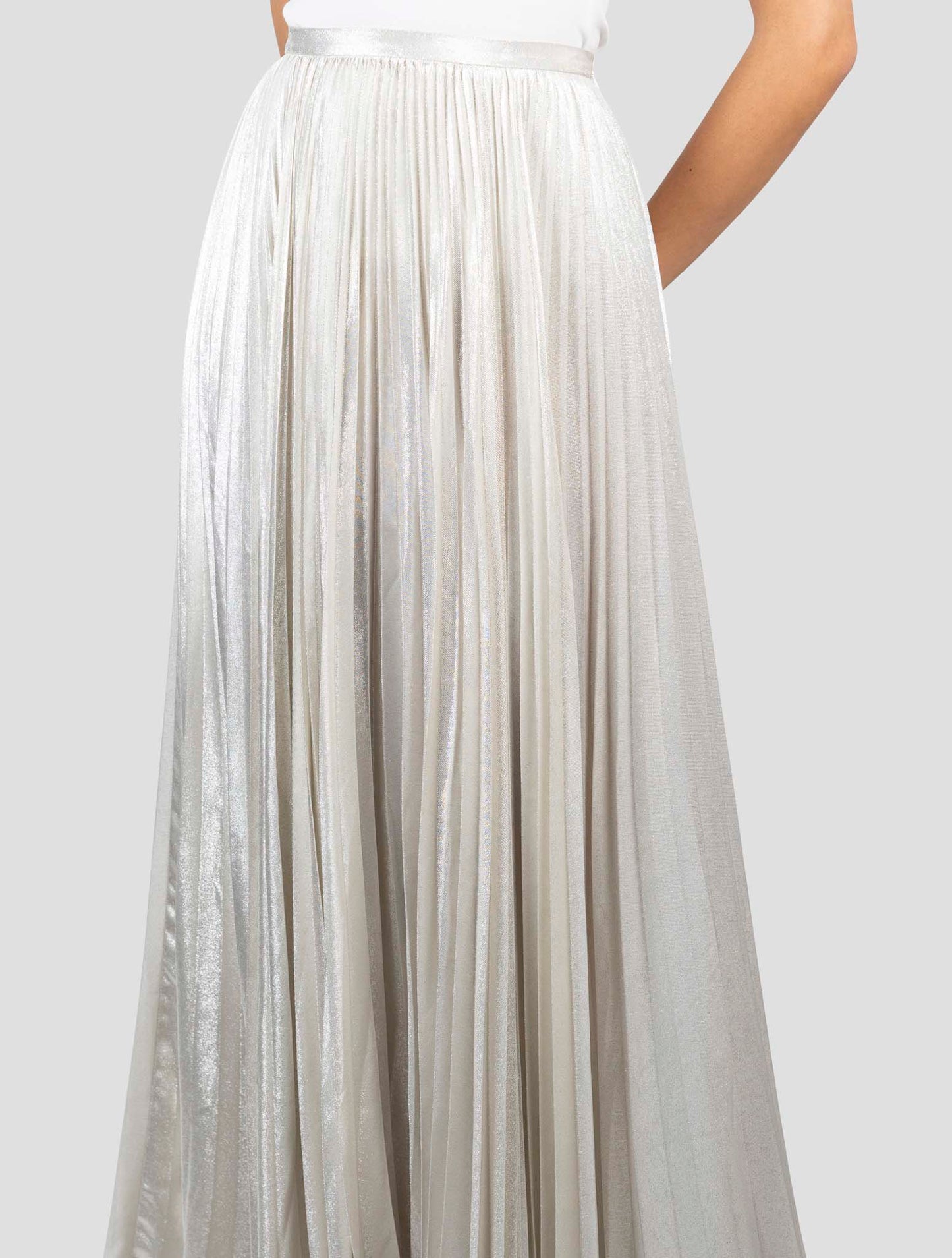 Kiton Silver Silk Pl Skirt