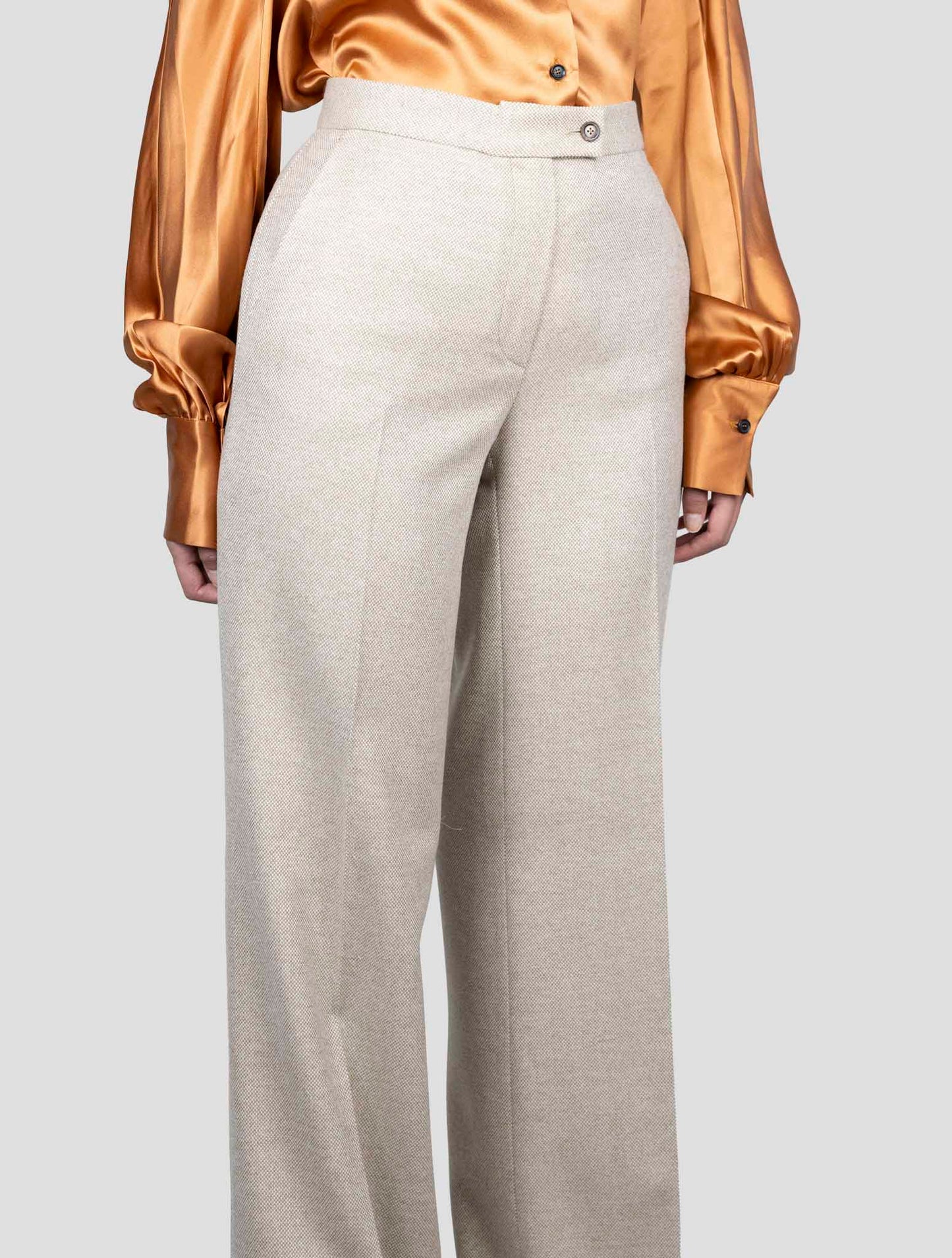 Kiton Beige Virgin Wool Cashmere Pants