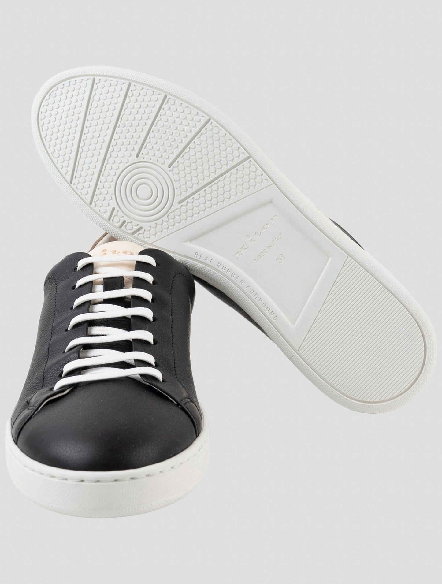 Kiton Black Leather Sneakers
