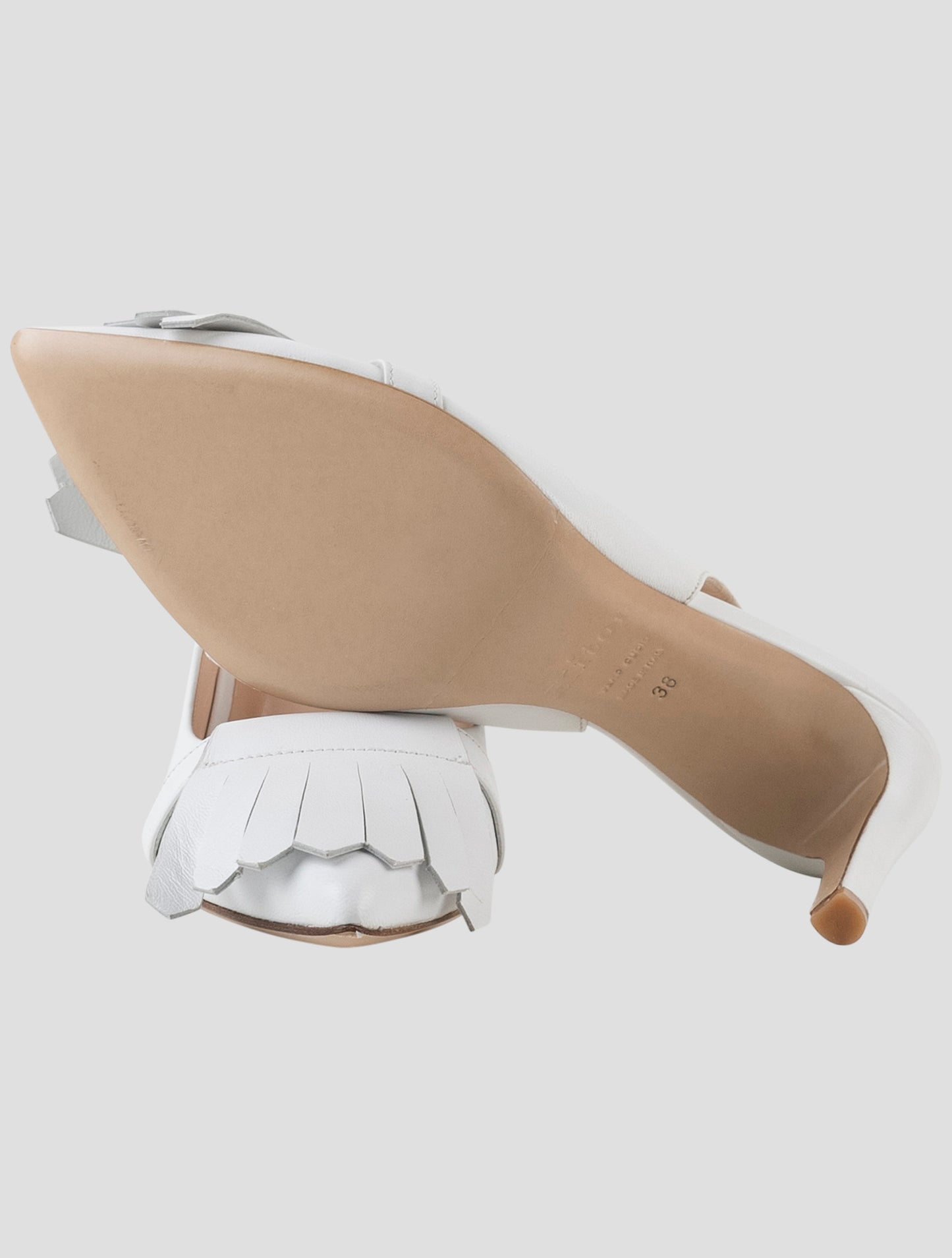 Kiton White Leather Slingback