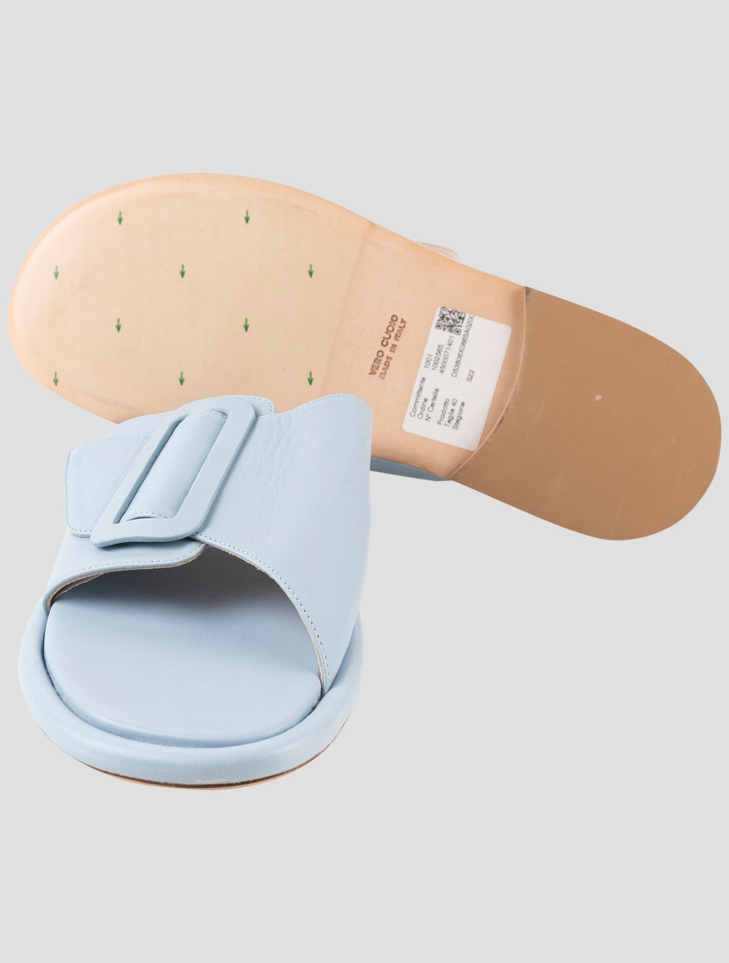 Kiton Light Blue Leather Slippers