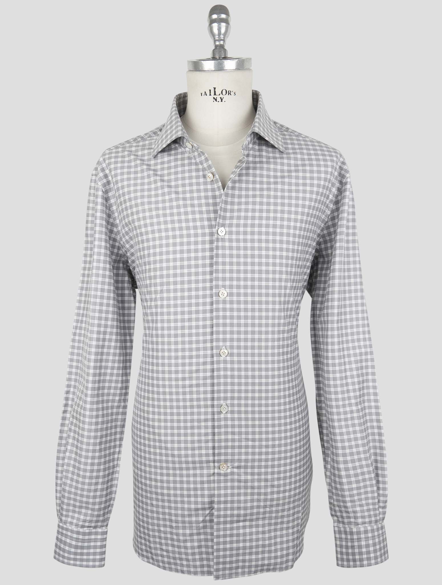 Kiton Gray Cotton Shirt Kiton Gray Cotton Shirt