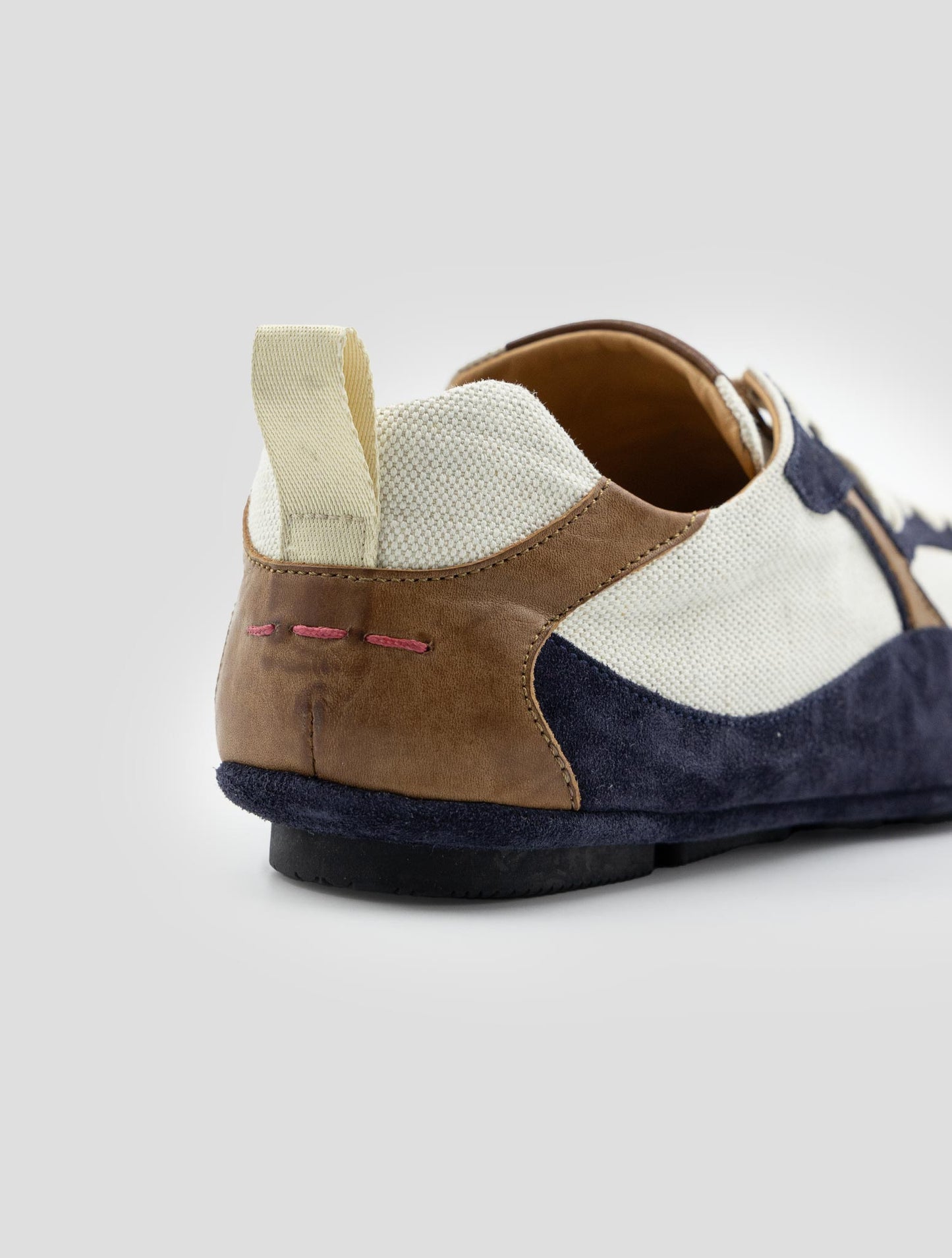 Kiton Blue White Leather Suede Cotton Sneakers