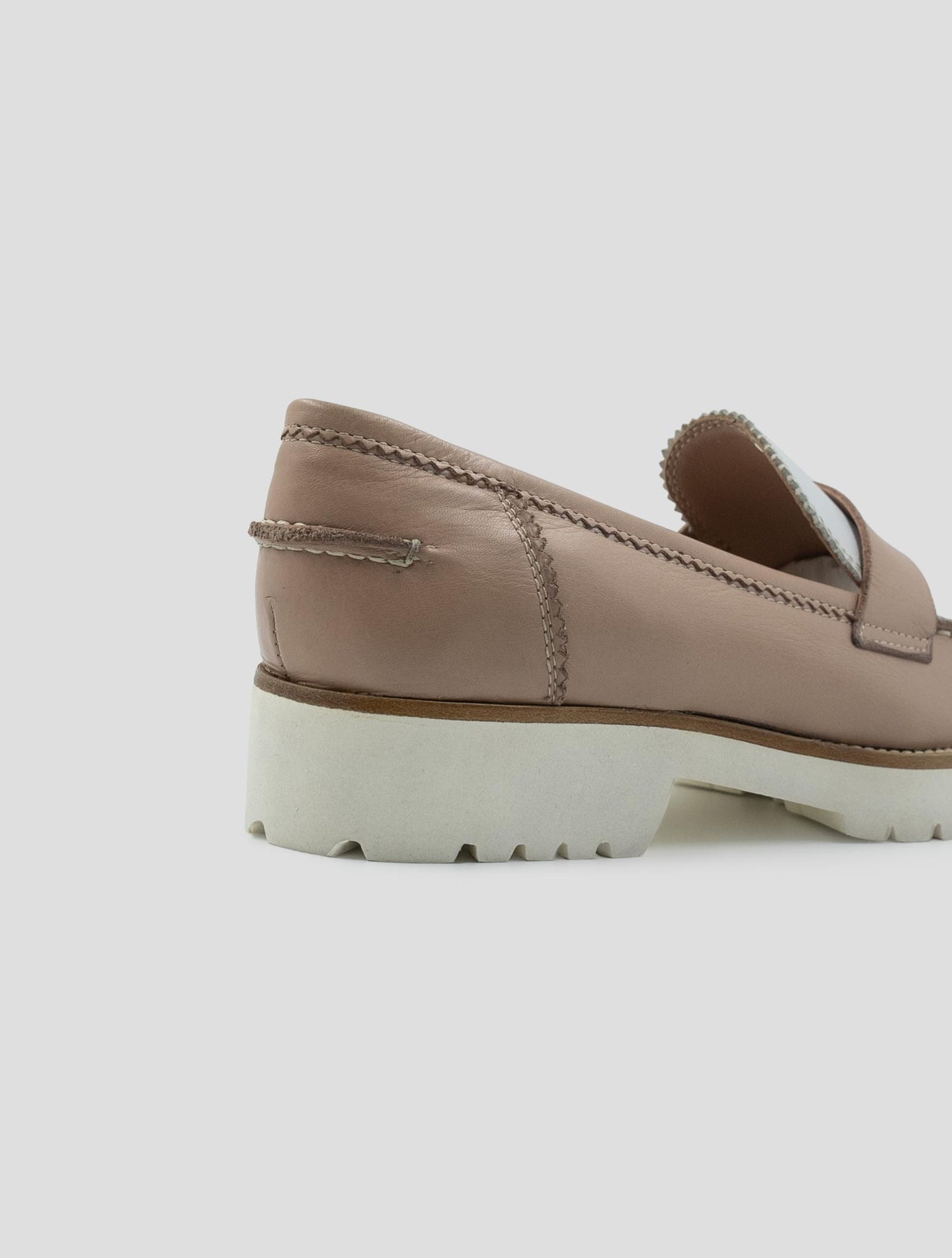 Kiton Taupe White Leather Loafers