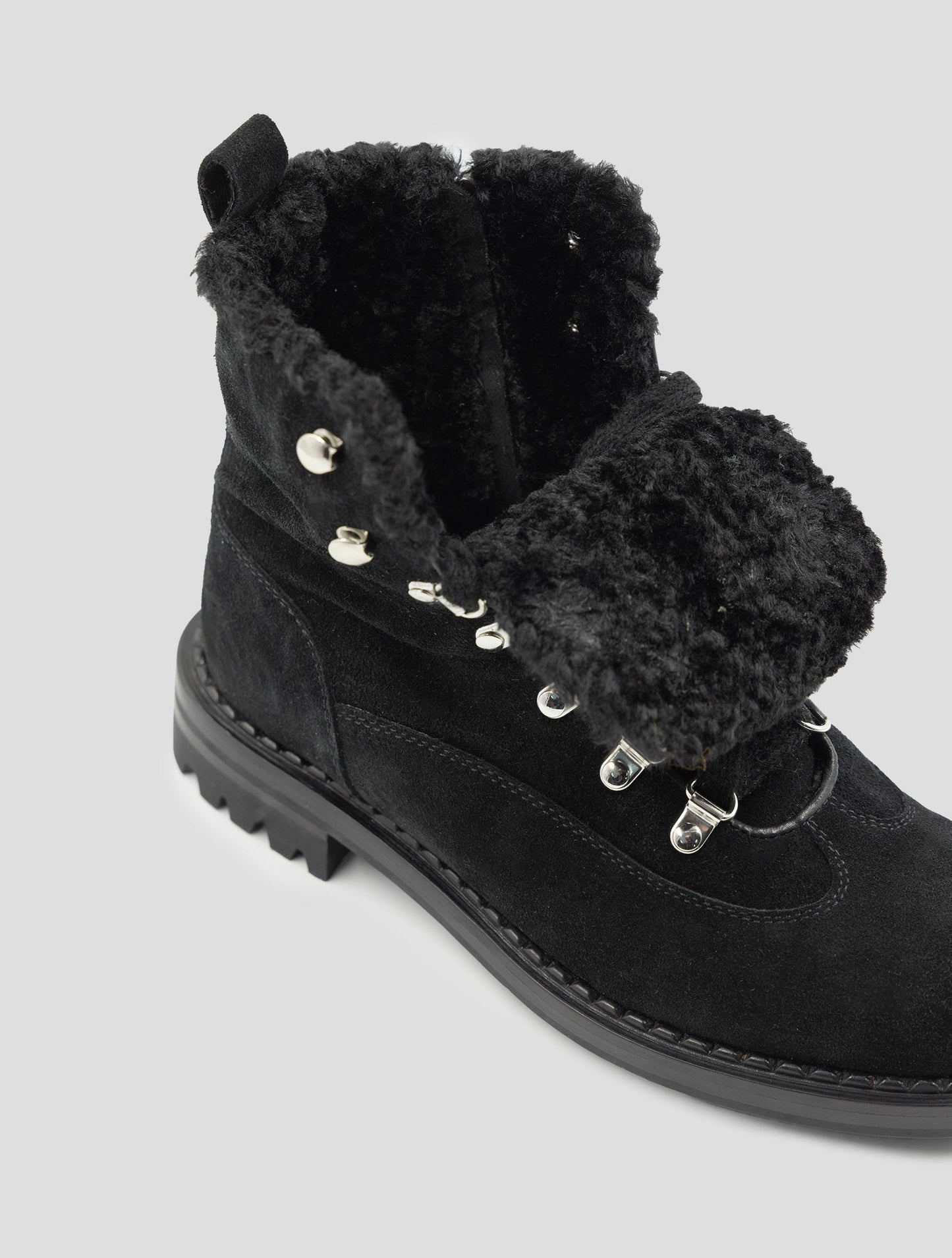 Kiton Black Leather Shearling Boots