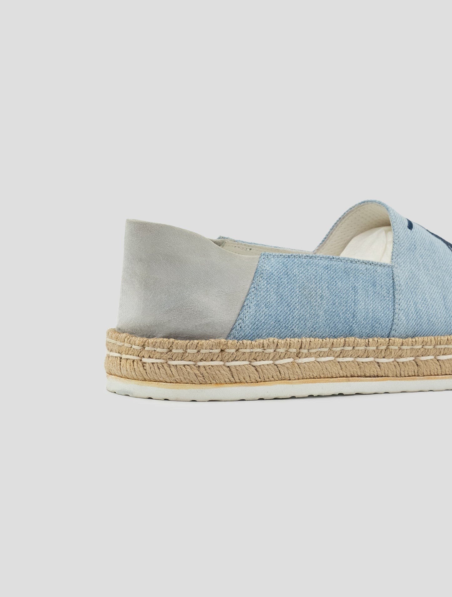 Kiton Light Blue Cotton Leather Suede Espadrillas