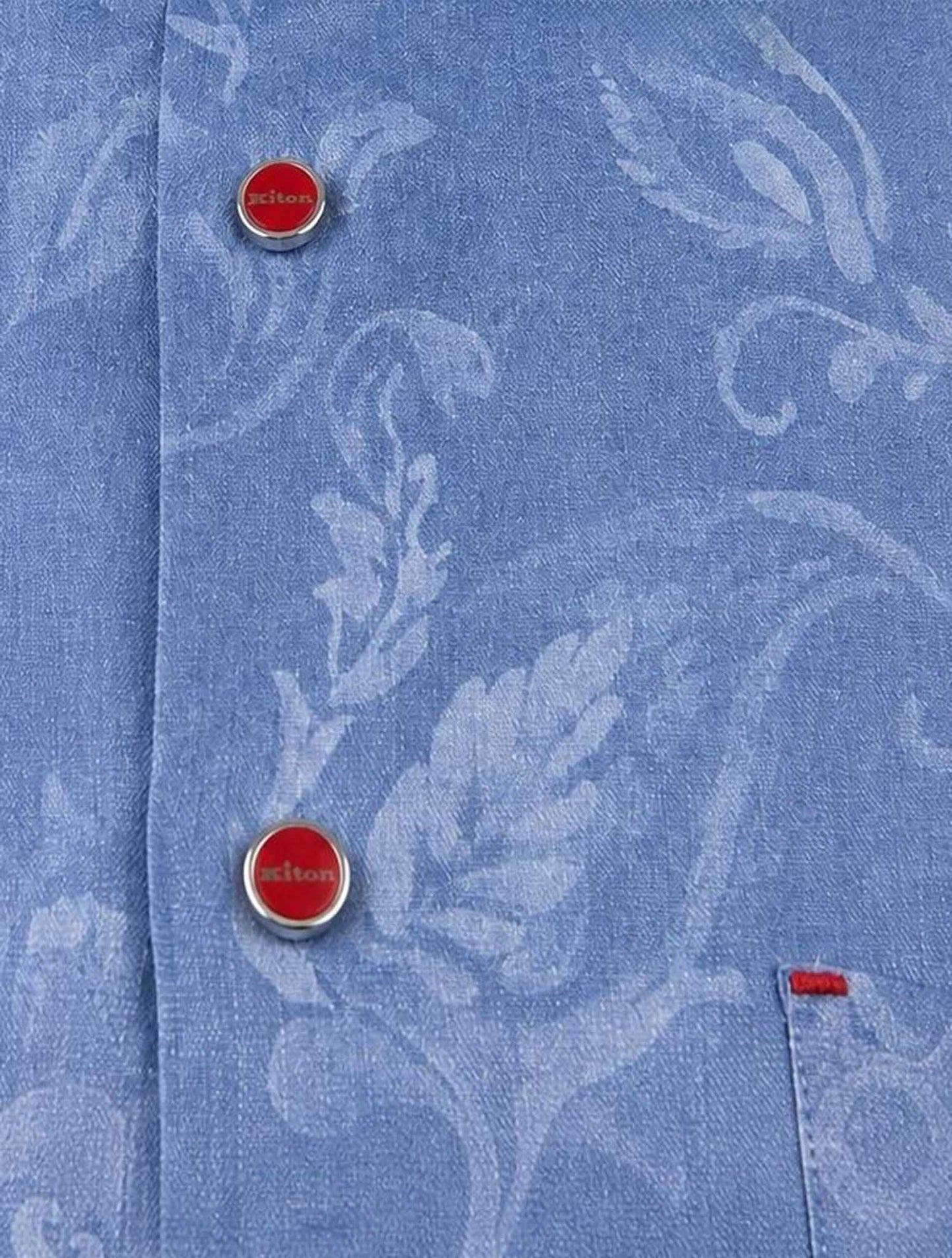 Kiton Blue Linen Nerano Shirt