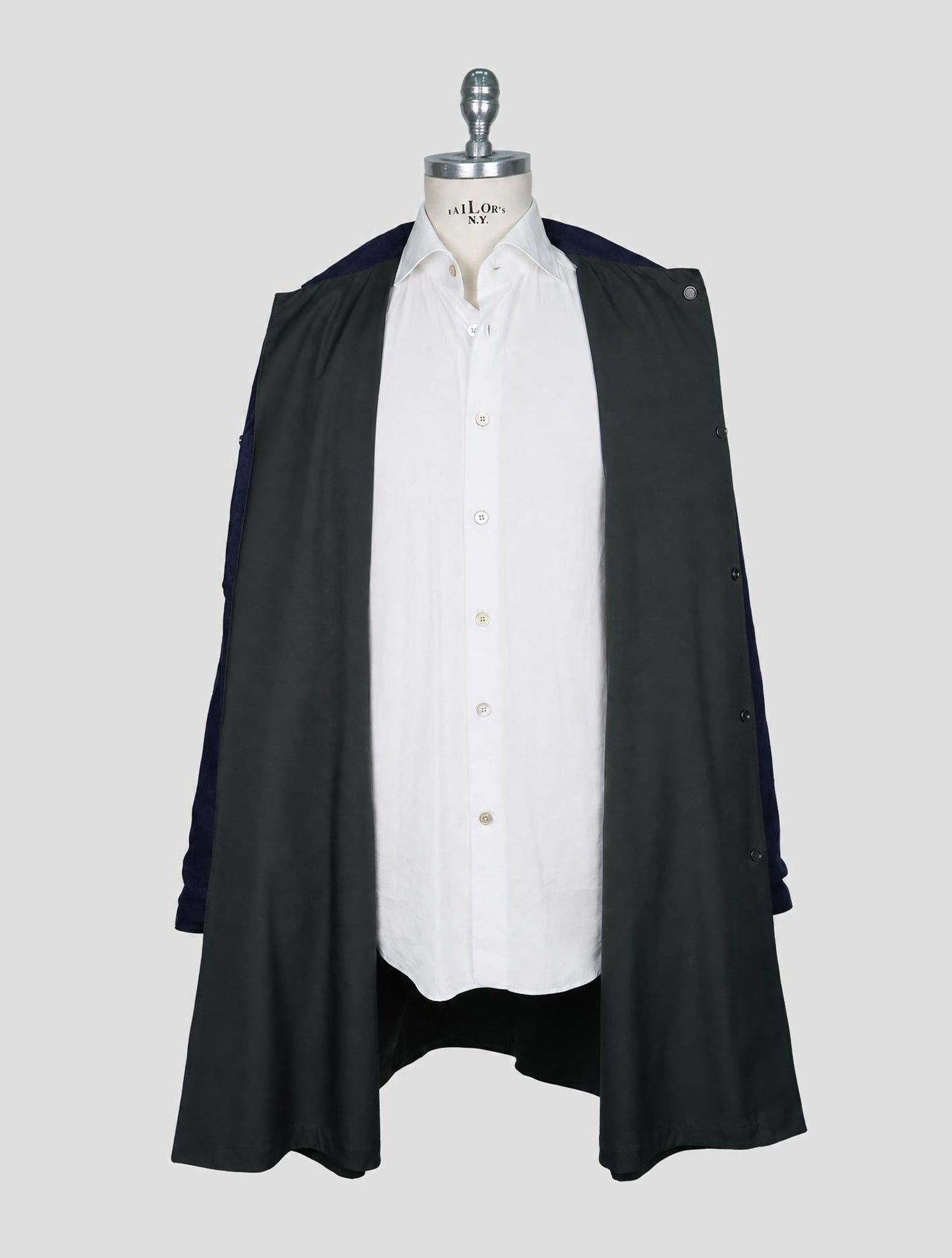Kiton Blue Green Linen Pl Reverse Overcoat