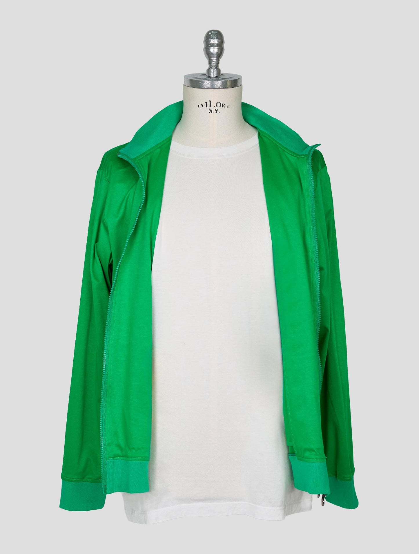 Kiton Green Cotton Sweater Full Zip