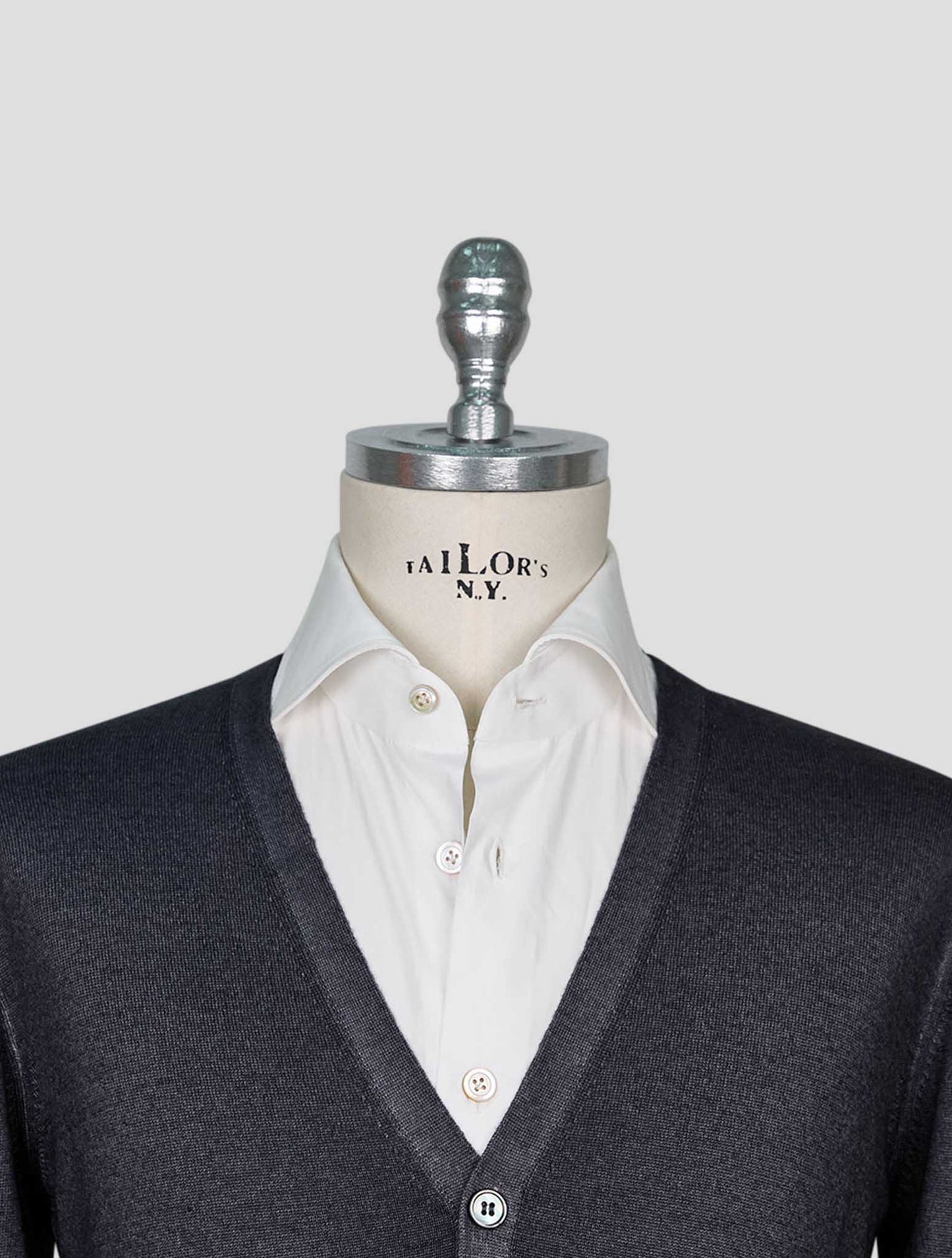 Kiton Gray Wool Cardigan