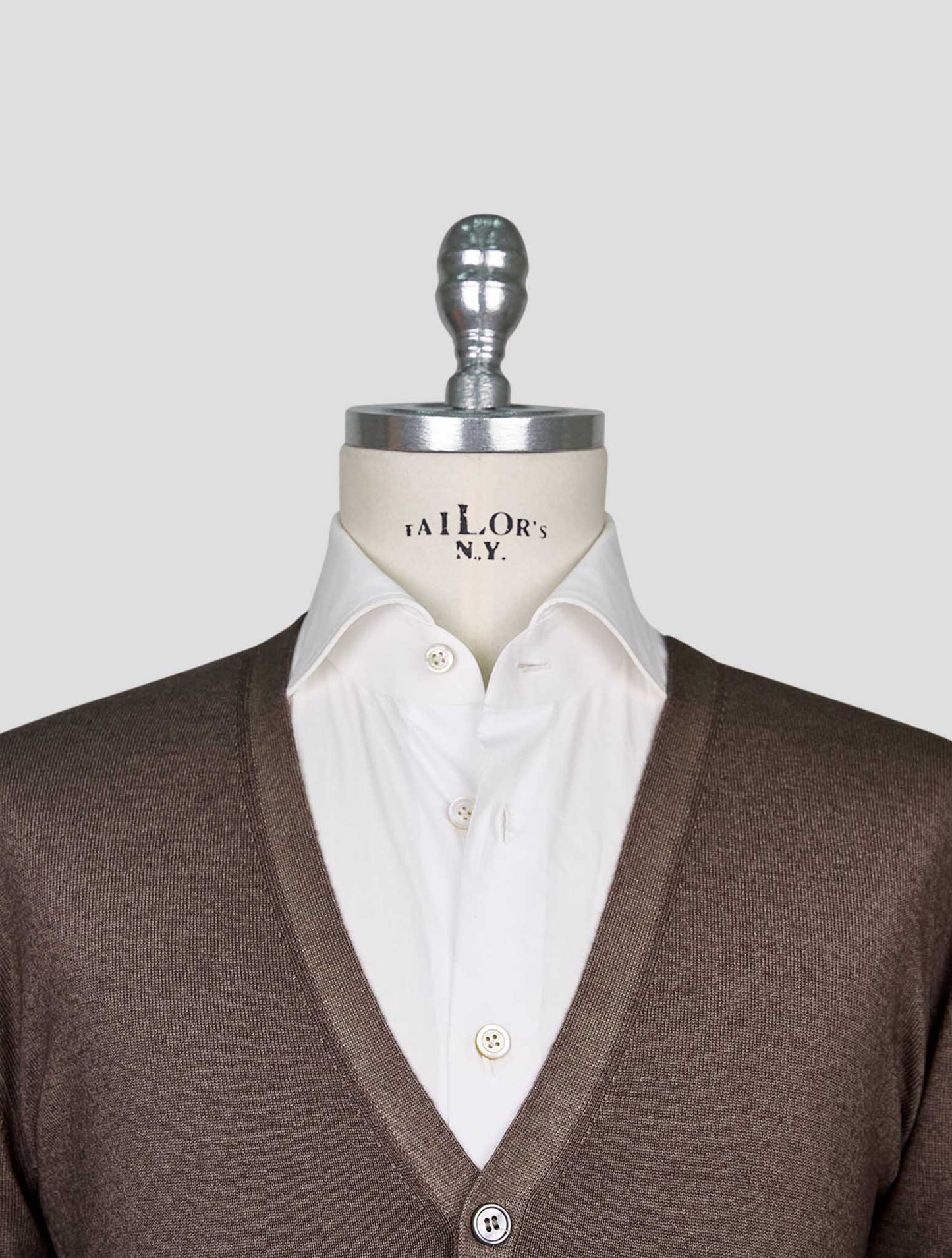 Kiton Brown Wool Cardigan