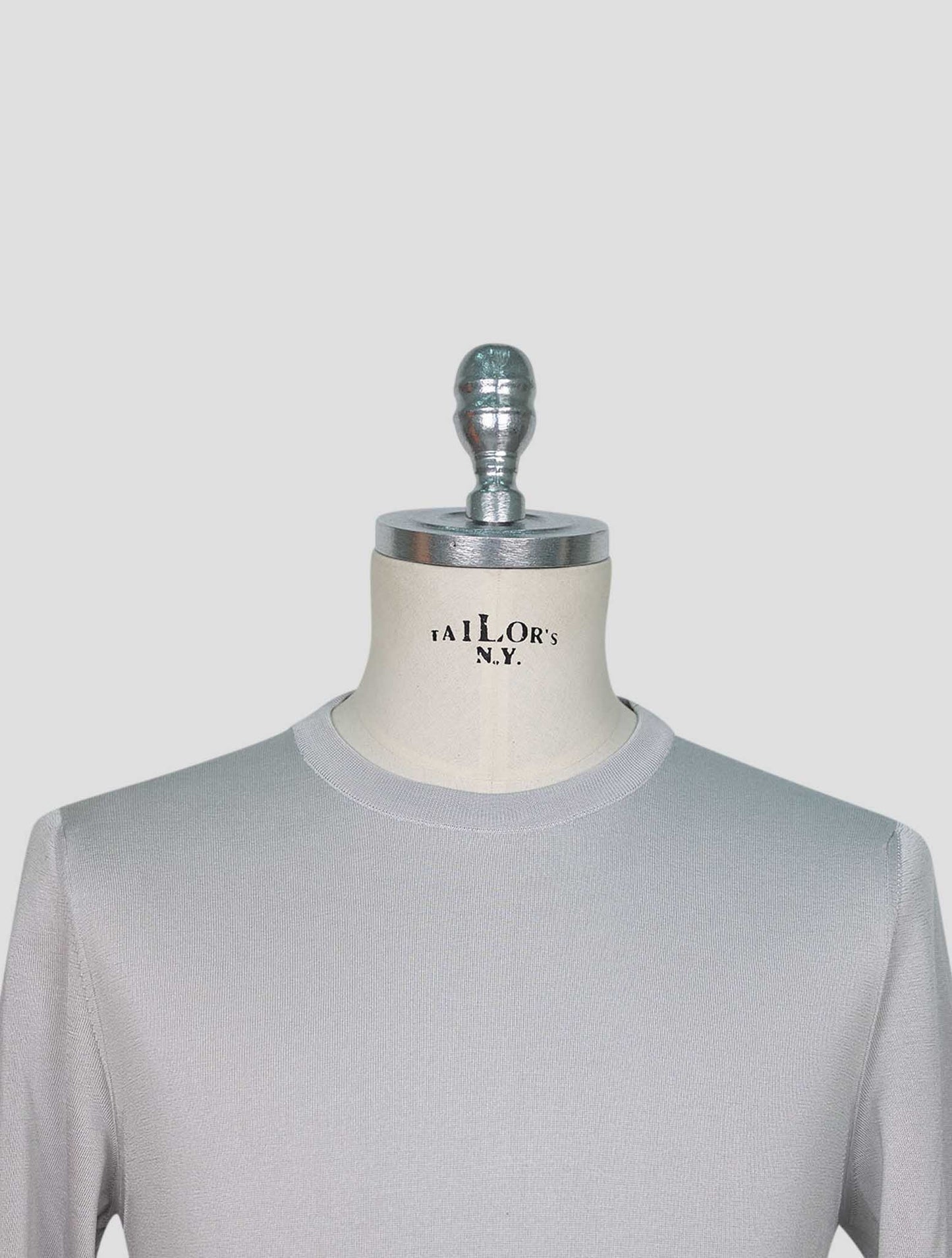 Kiton Gray Silk Sweater Crewneck