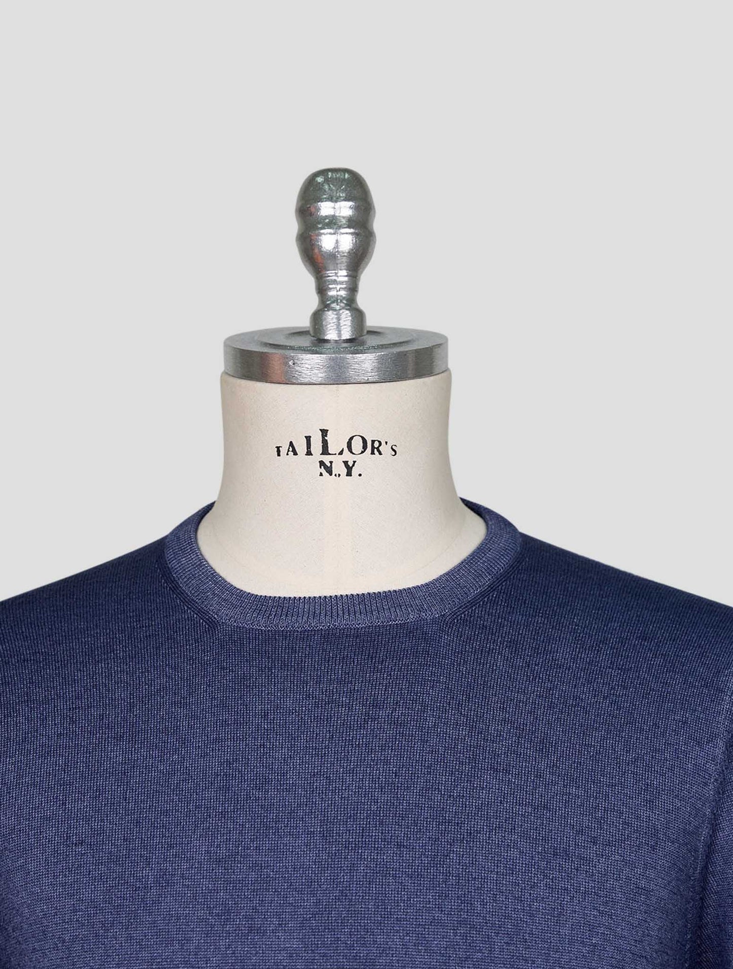 Kiton Blue Wool Sweater Crewneck