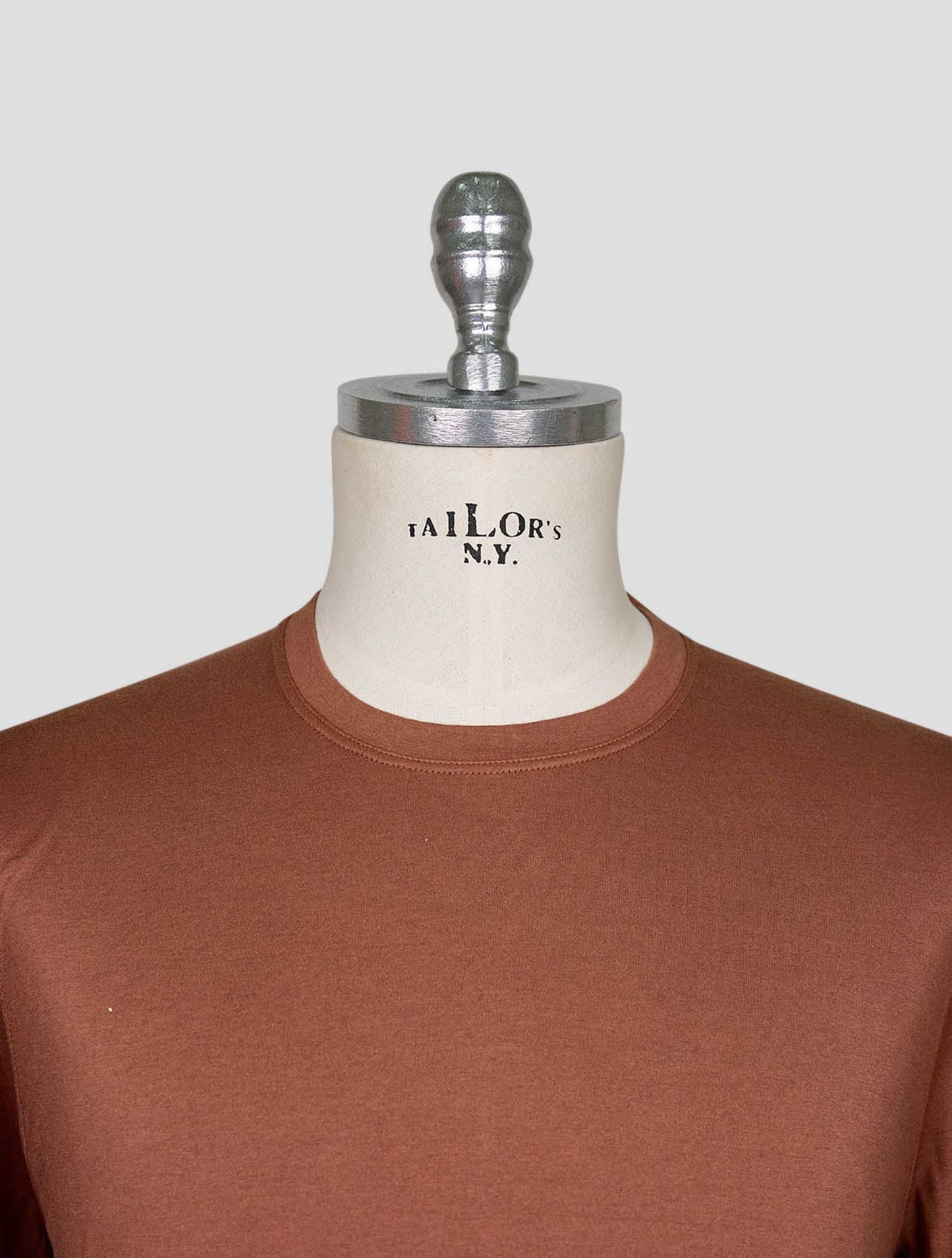 Kiton Brown Cotton Cashmere T-Shirt Long Sleeve