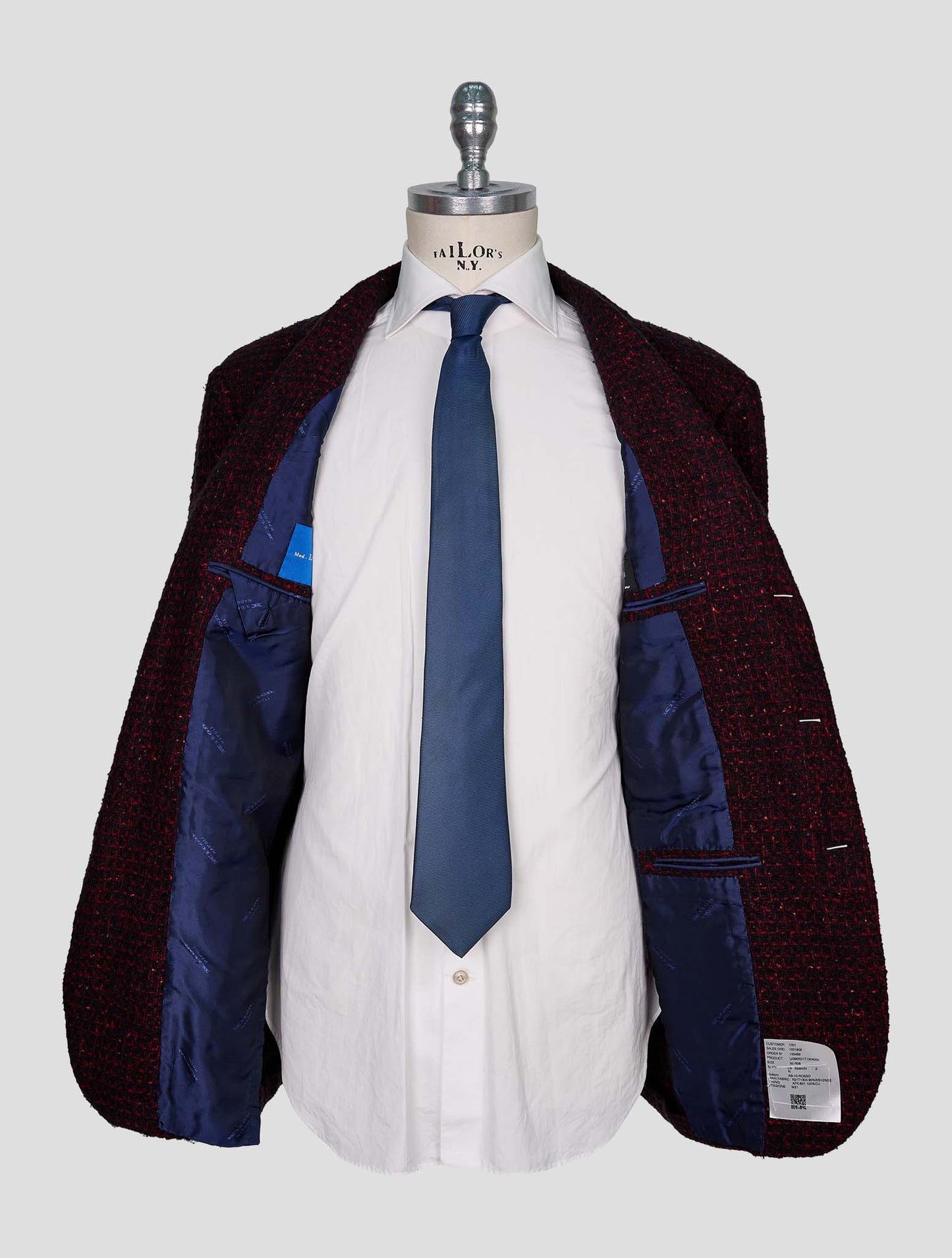 Kiton Red Black Cashmere Silk Blazer