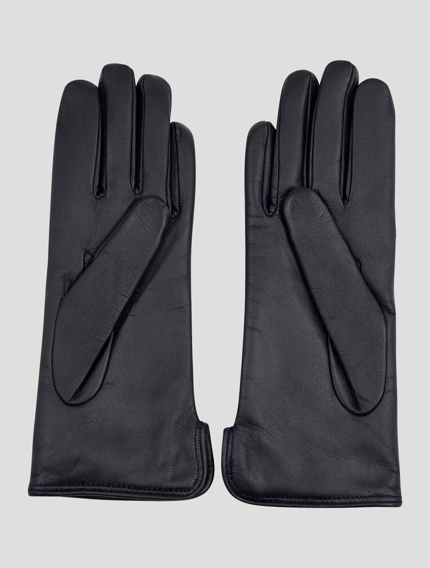 Kiton Black Leather Lamb Gloves Women