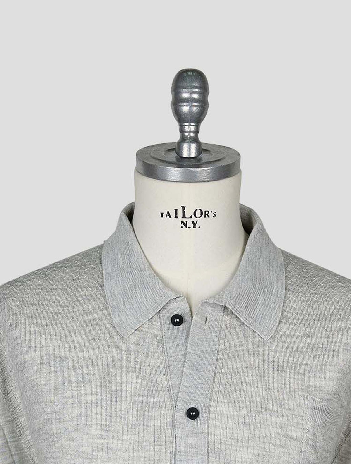 Kiton Knt Gray Virgin Wool Silk Shirt