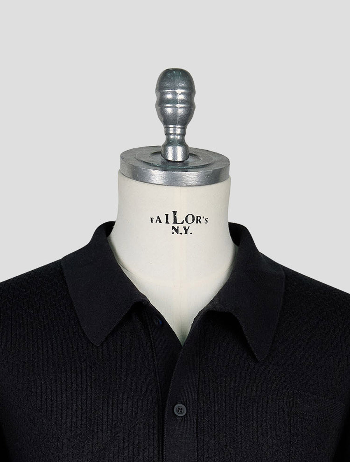 Kiton Knt Black Virgin Wool Silk Shirt