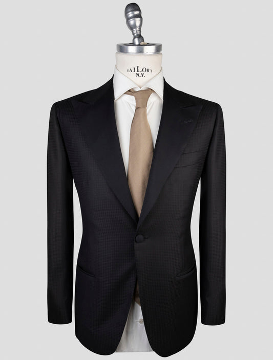 Kiton Black Virgin Wool Silk Smoking Blazer