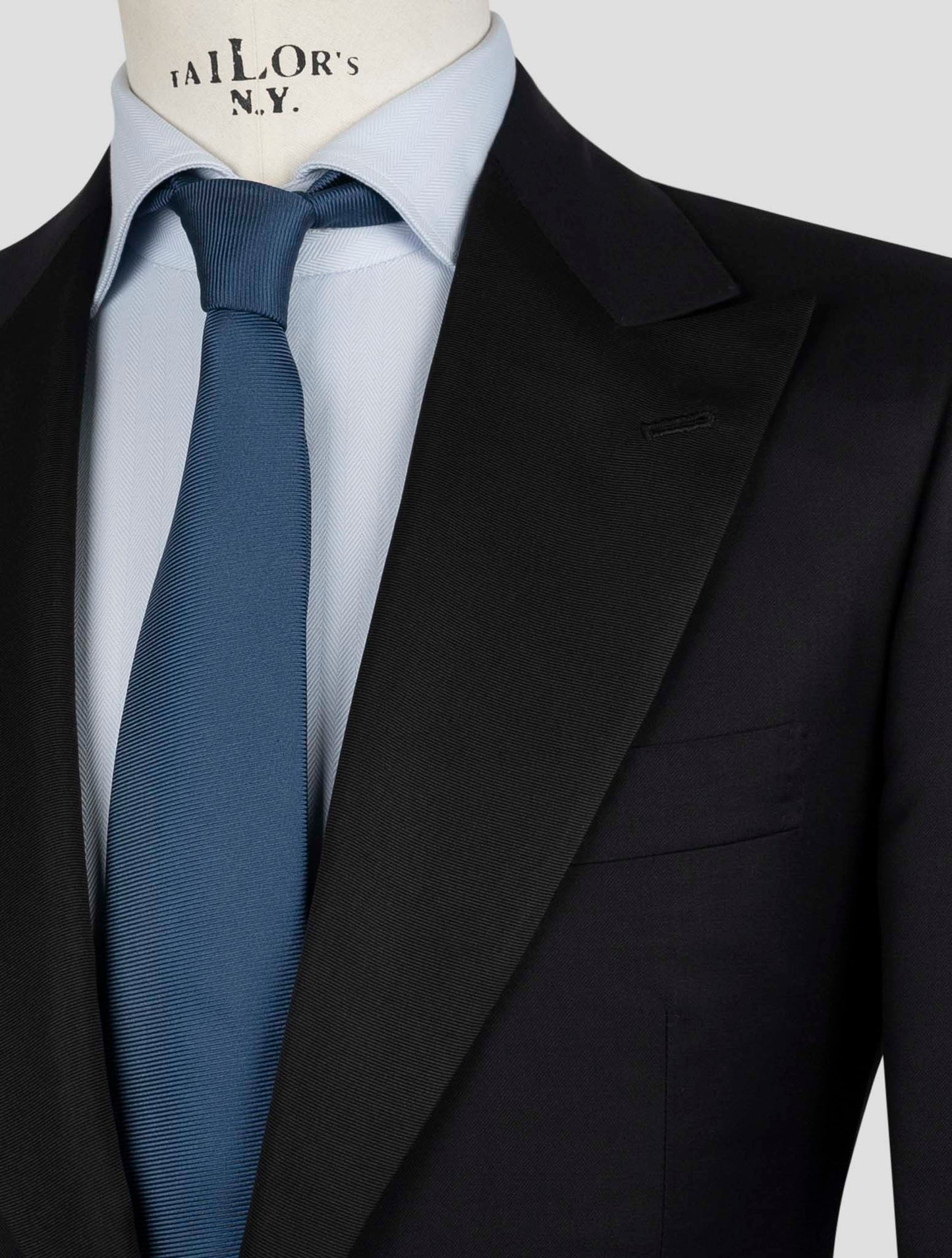 Kiton Black Wool 150's Diamante Blue Suit Smoking