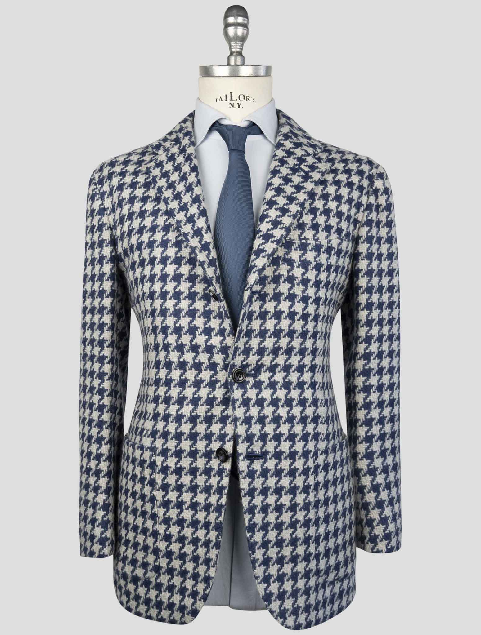 Kiton Blue and White Cashmere Blazer