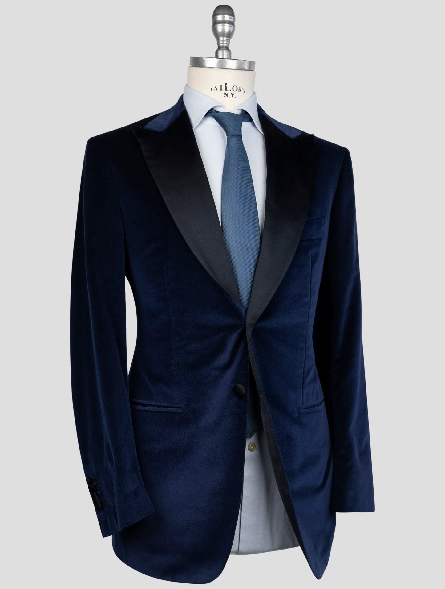 Kiton Blue Cotton Blazer Smoking