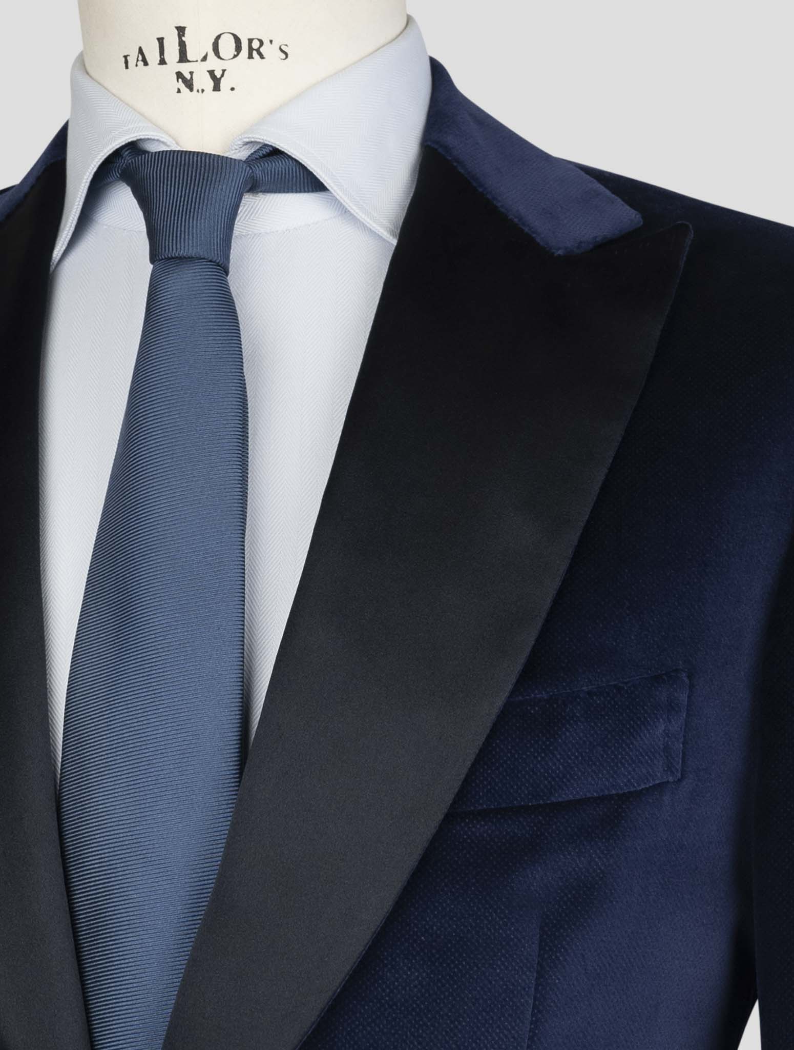 Kiton Blue Cotton Blazer Smoking