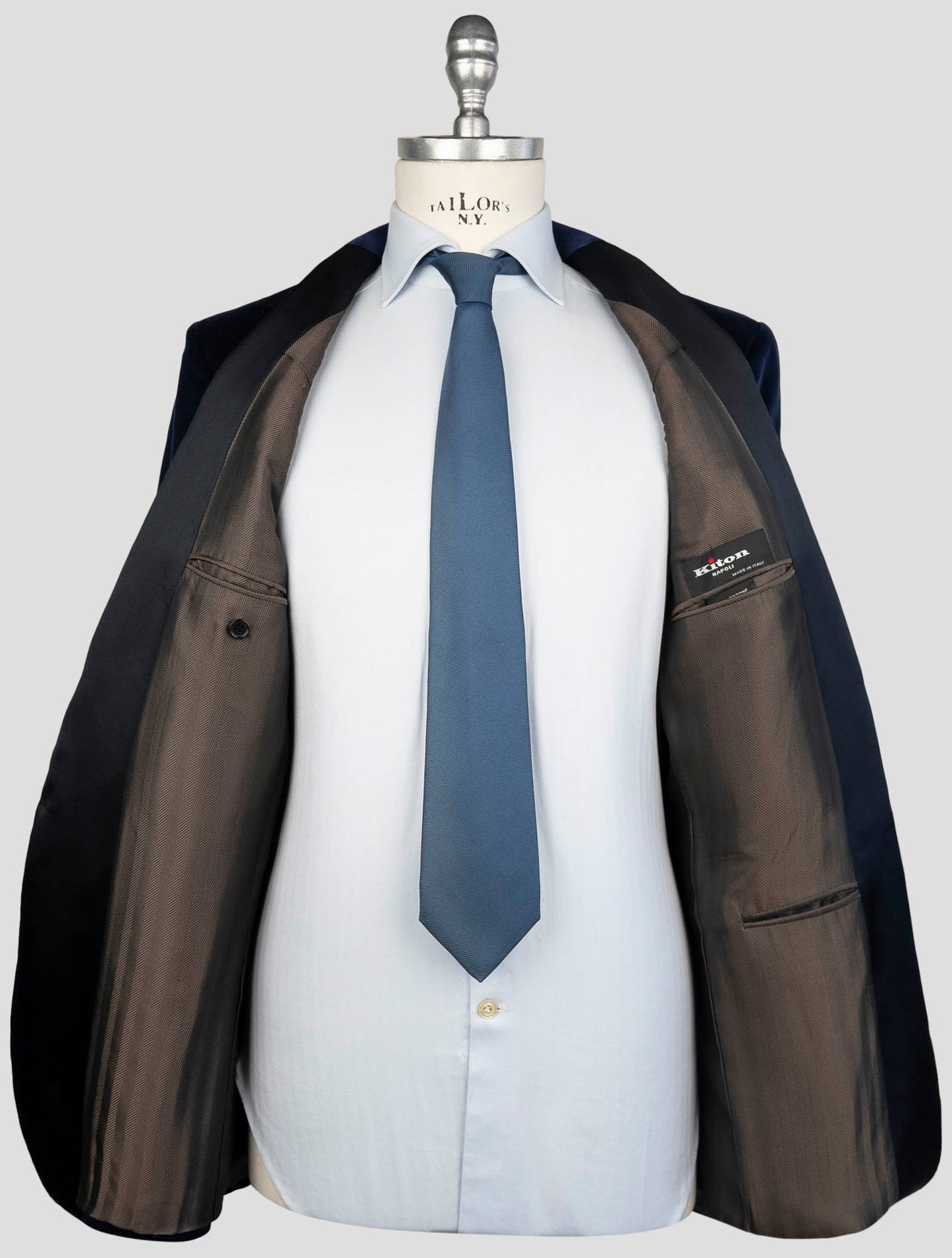 Kiton Blue Cotton Blazer Smoking
