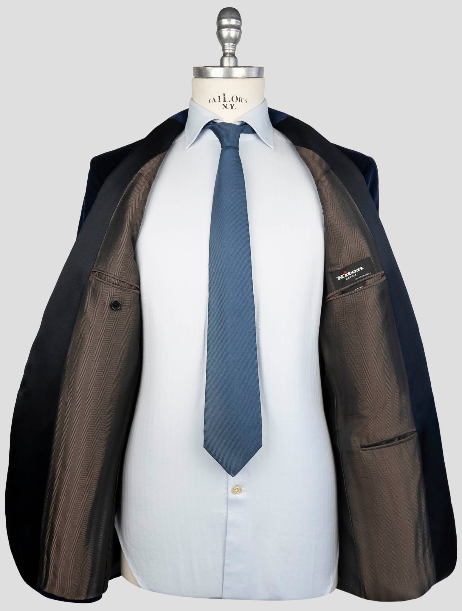 Kiton Blue Cotton Blazer Smoking
