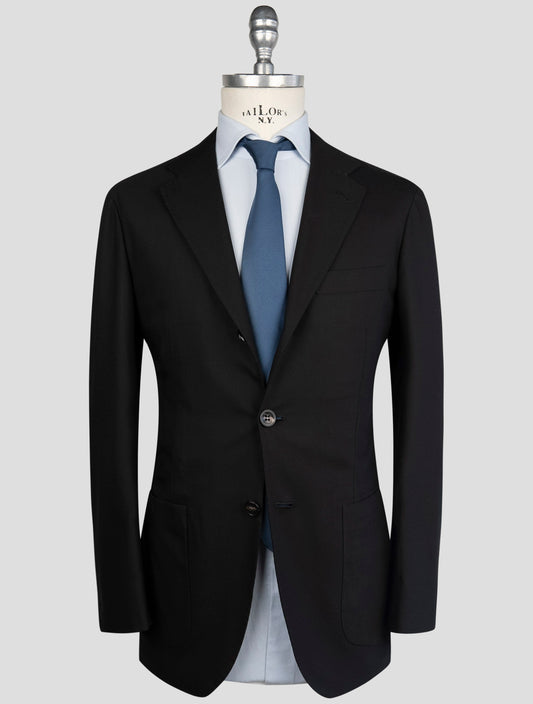 Kiton Black Virgin Wool Ea Blazer