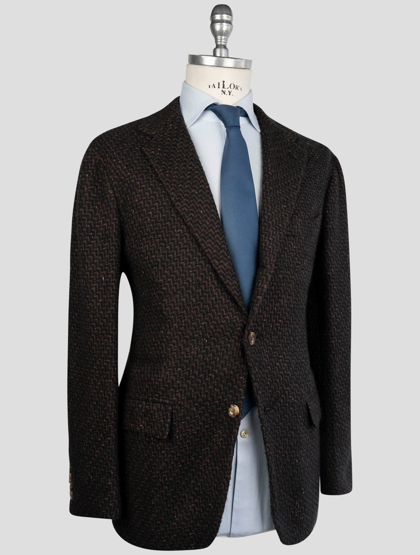 Kiton Blue Brown Cashmere Silk Blazer
