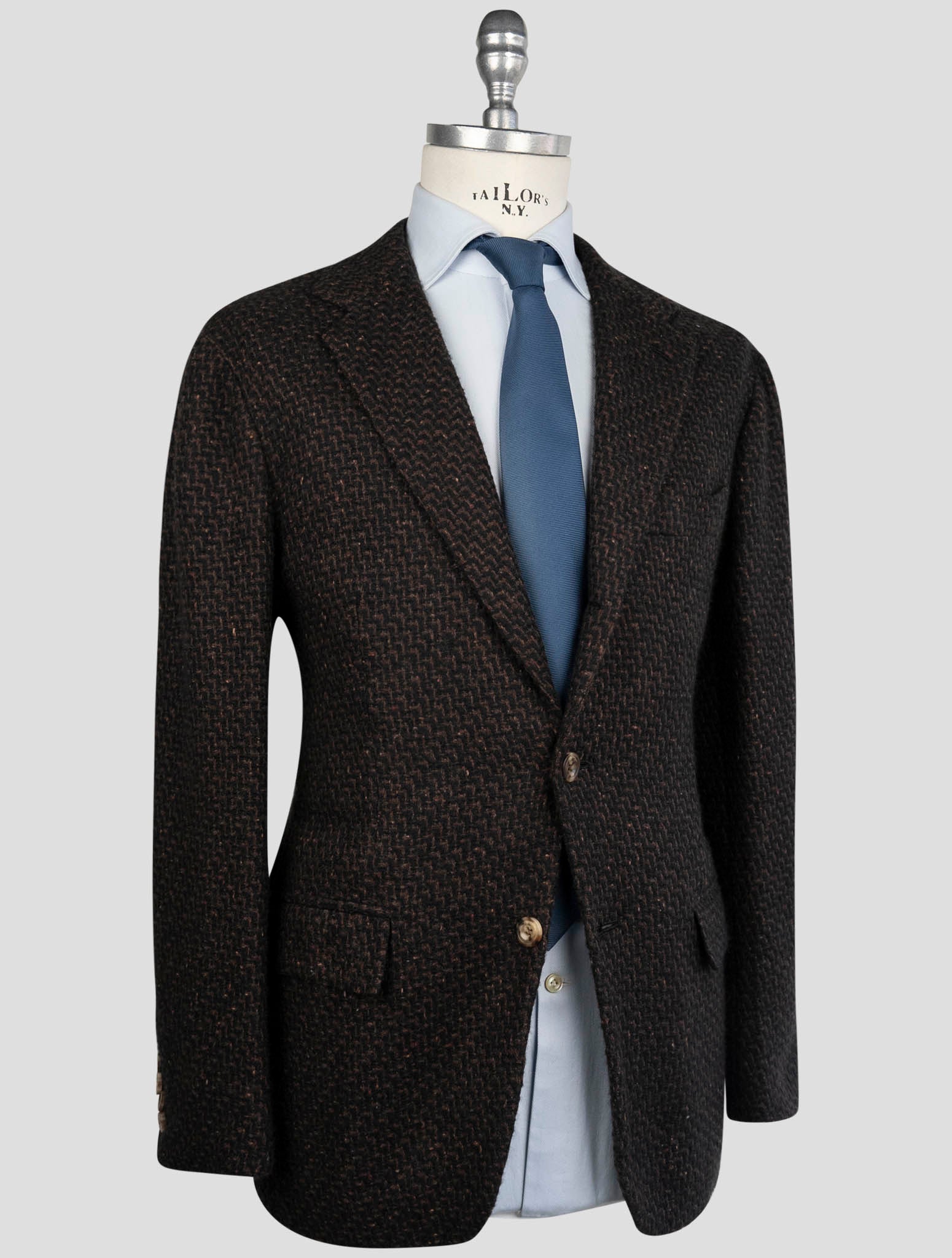 Kiton Blue Brown Cashmere Silk Blazer