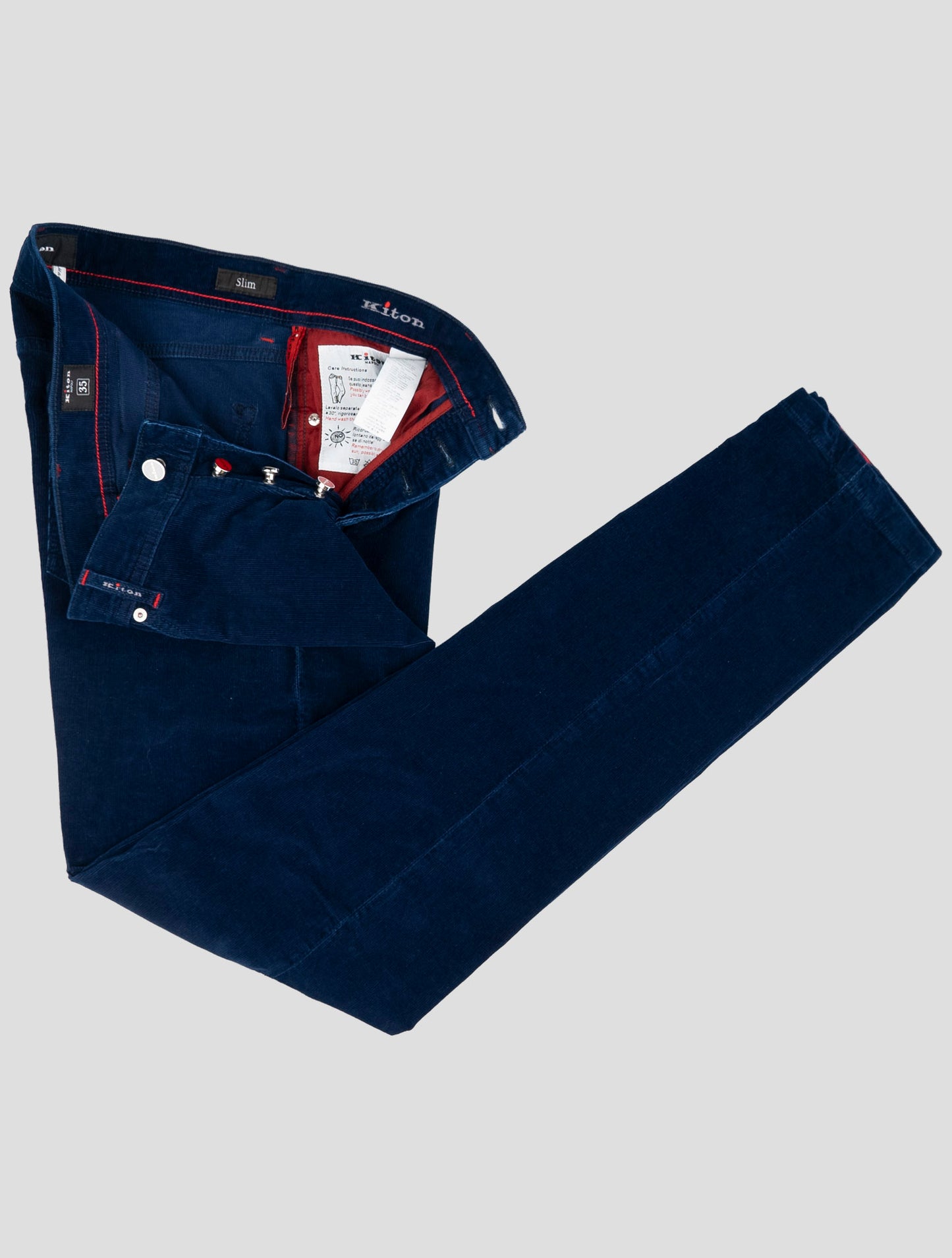 Kiton Blue Cotton Cashmere Ea Velvet Jeans