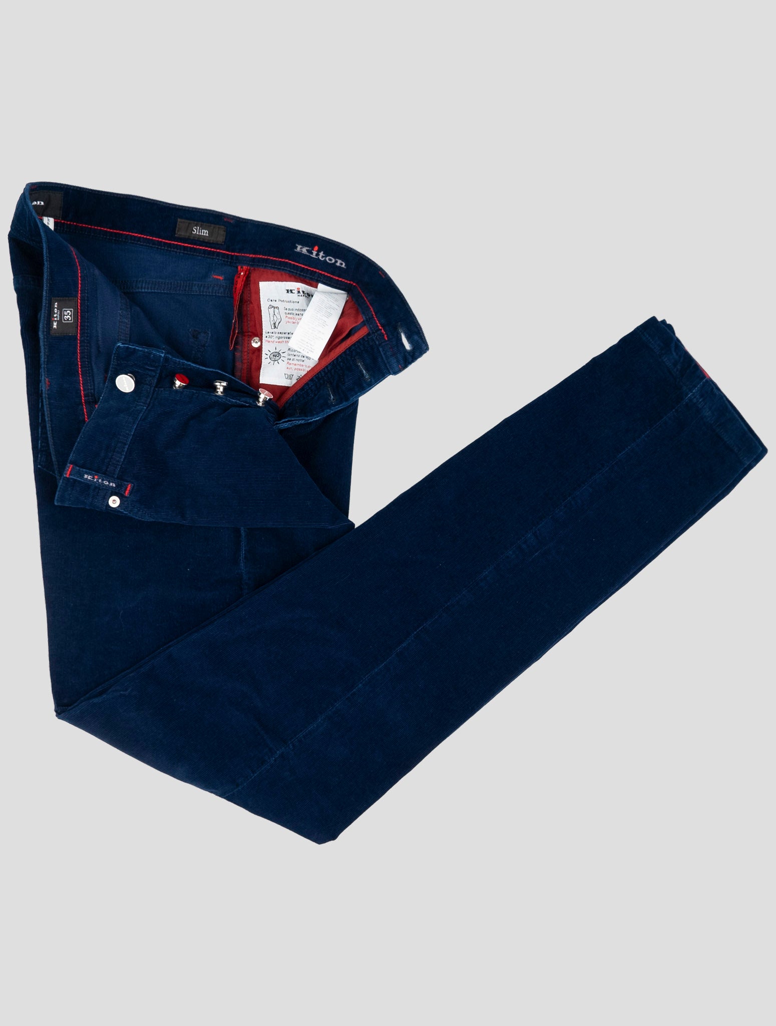 Kiton Blue Cotton Cashmere Ea Velvet Jeans